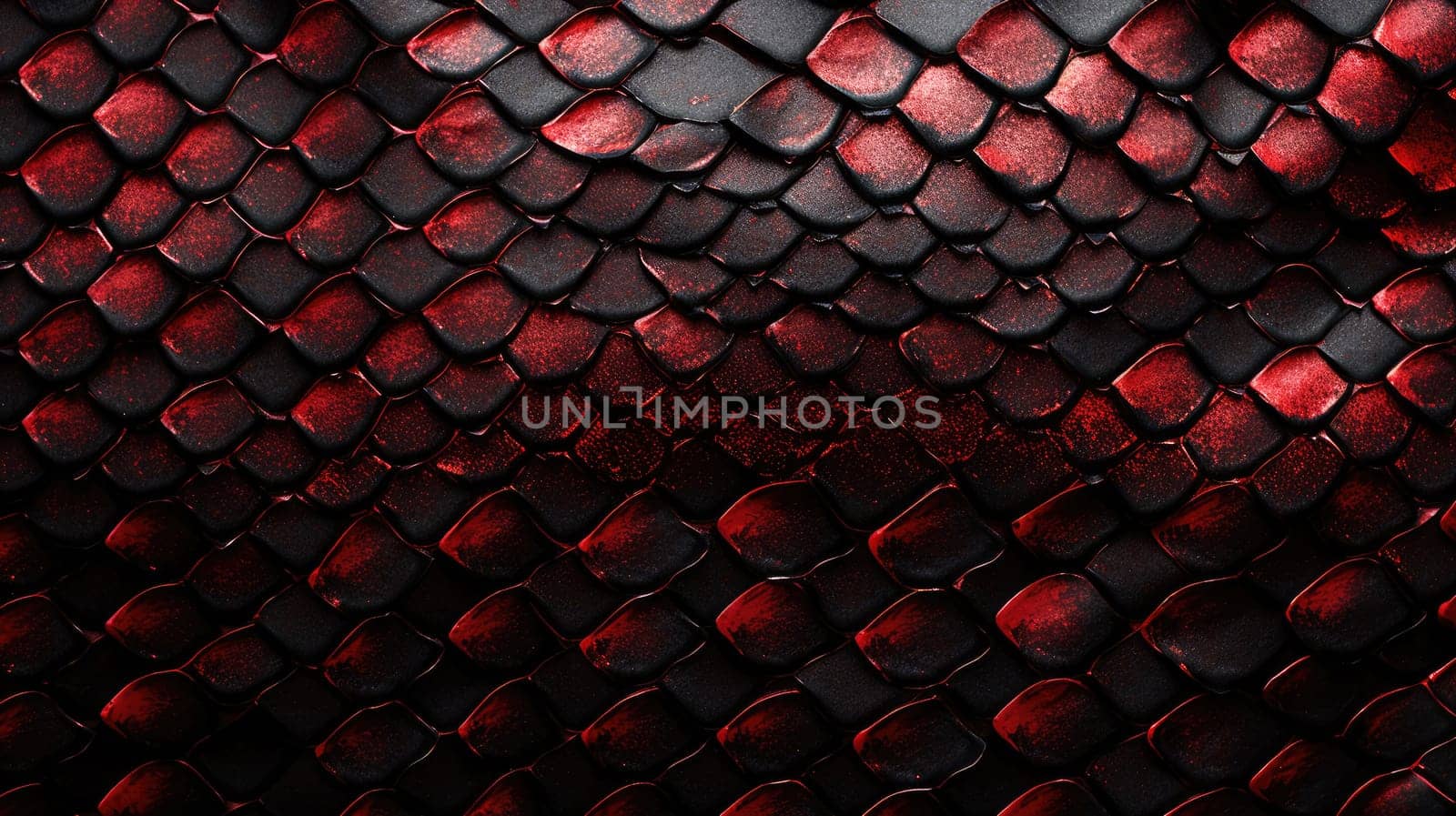 Red and black exotic snake skin pattern or dragon scale texture as a wallpaper by natali_brill
