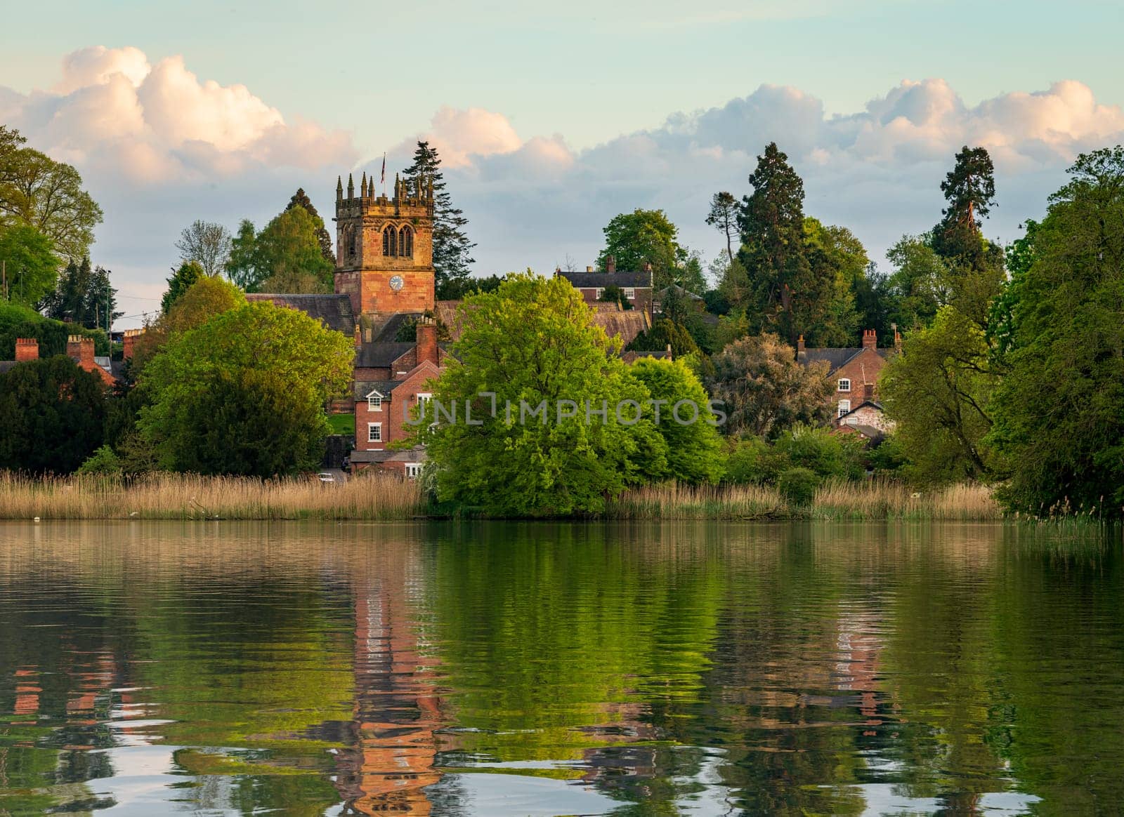 View across the Mere to the town of Ellesmere in Shropshire by steheap