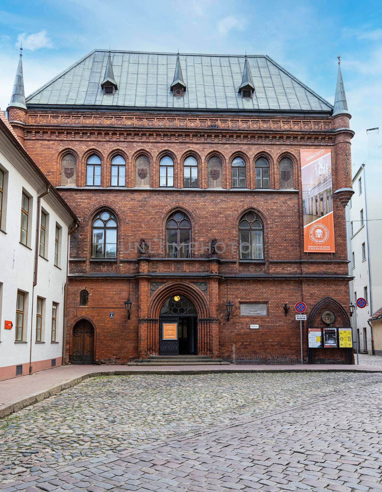 Riga, Latvia. 22 August 2021. the outdoor view of the History and Shipping Museum in the city center.