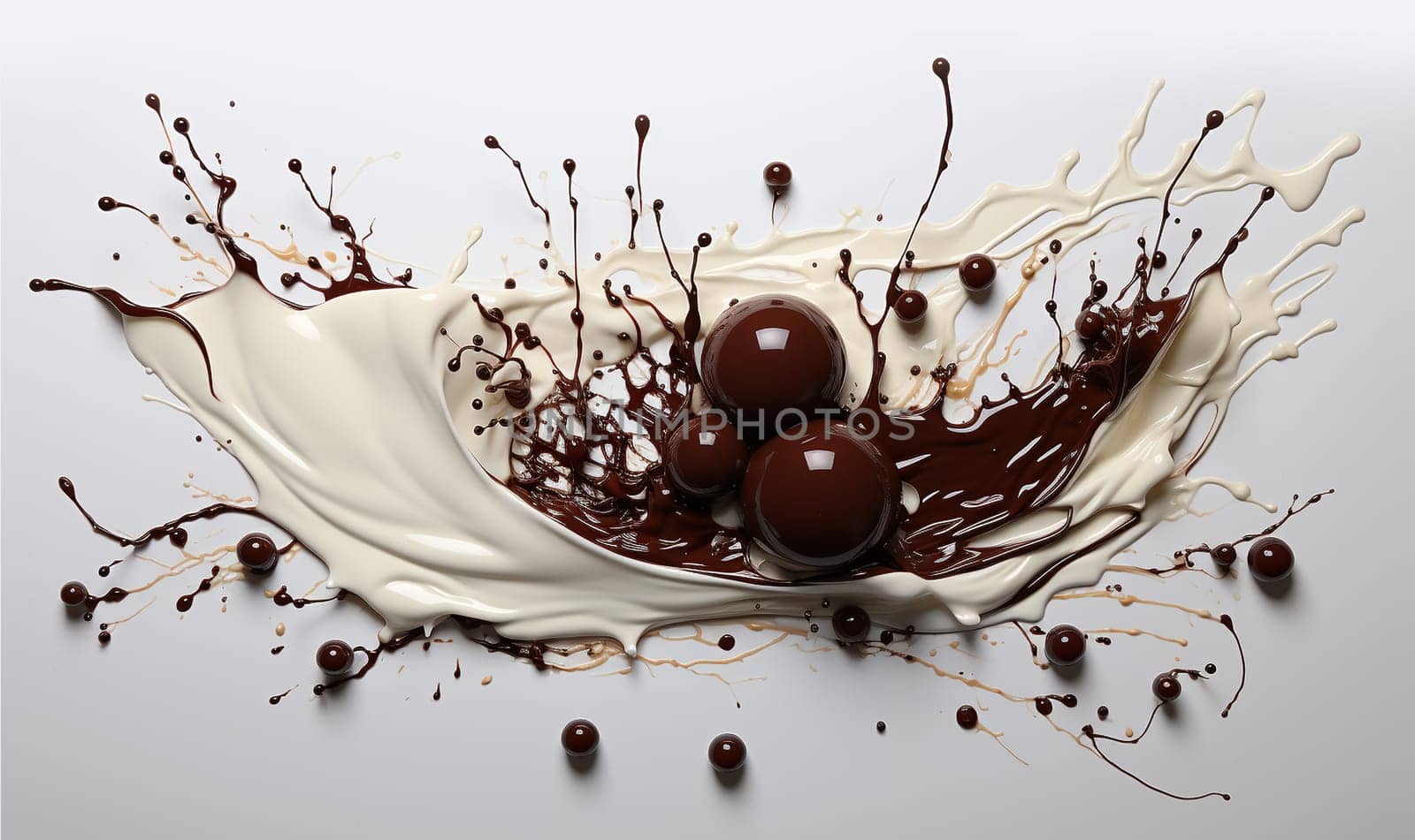 Handmade decorative luxury chocolate, melted chocolate sauce isolated on white background beauty