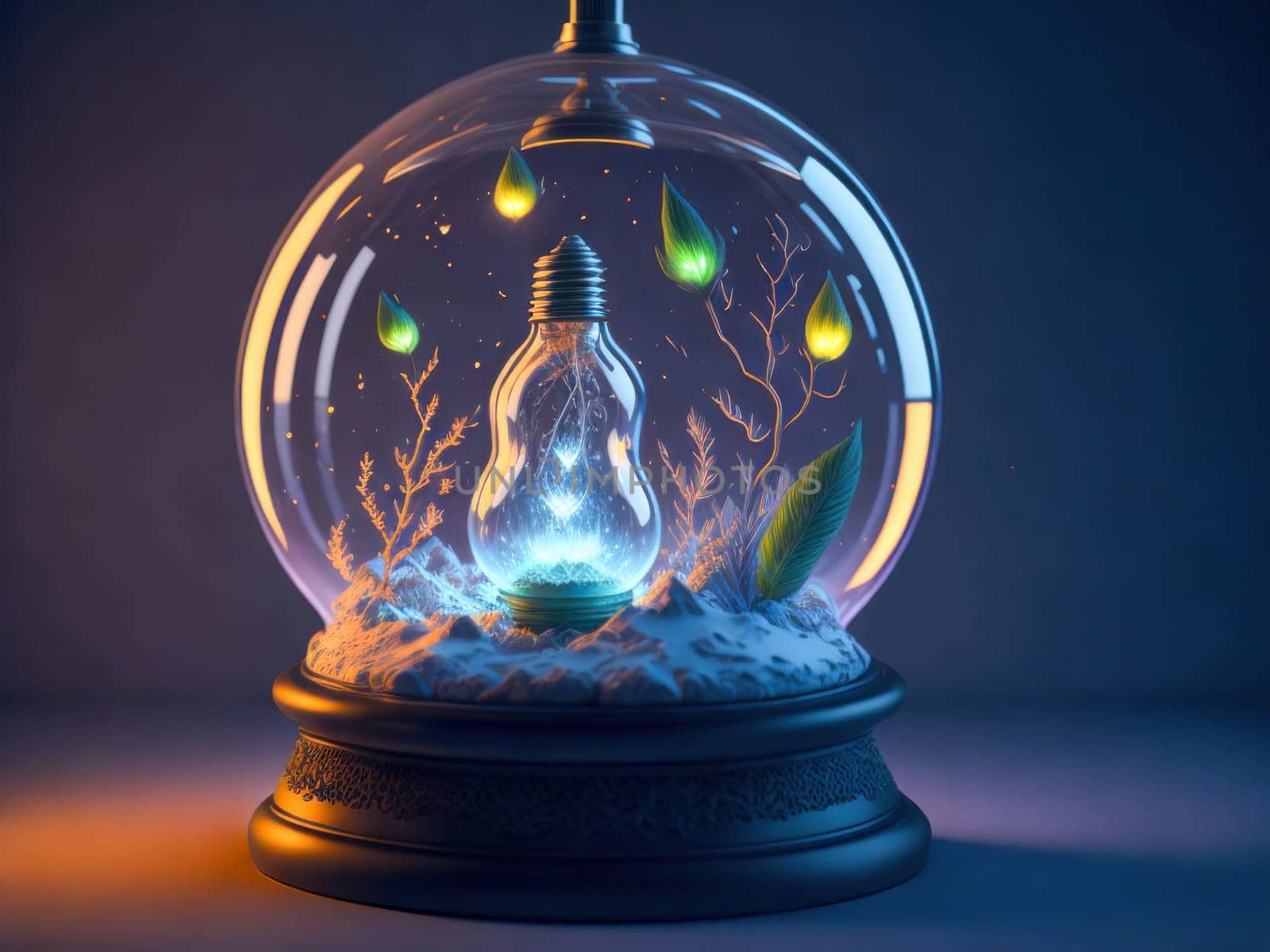Eco friendly lightbulb with electric energy inside, concept of Renewable Energy and Sustainable Living. concept business energy in nature on the world. Generative Ai