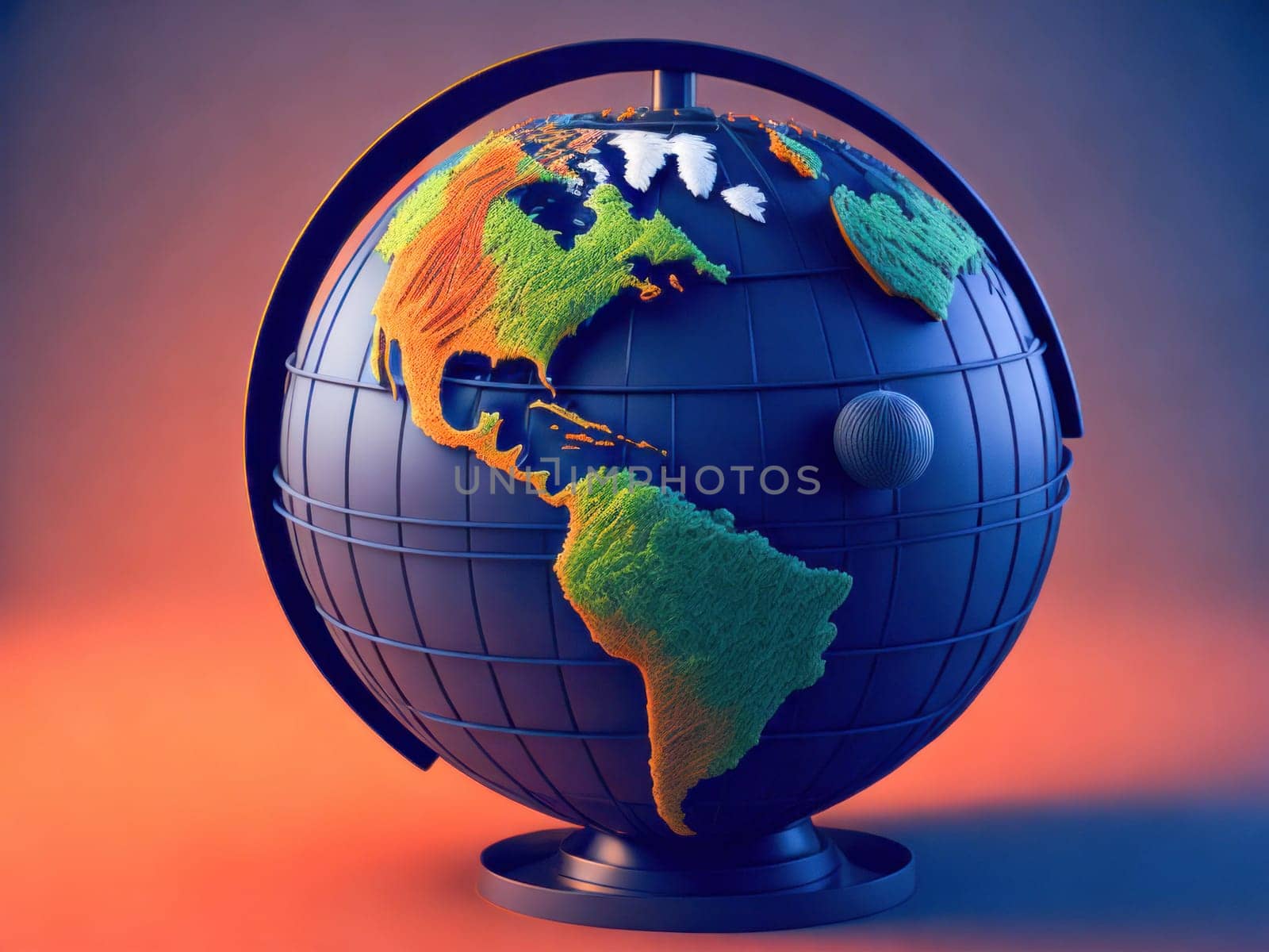 Glowing Globe Planet Earth. World is in our hands. Blue Global Business. Generative Ai