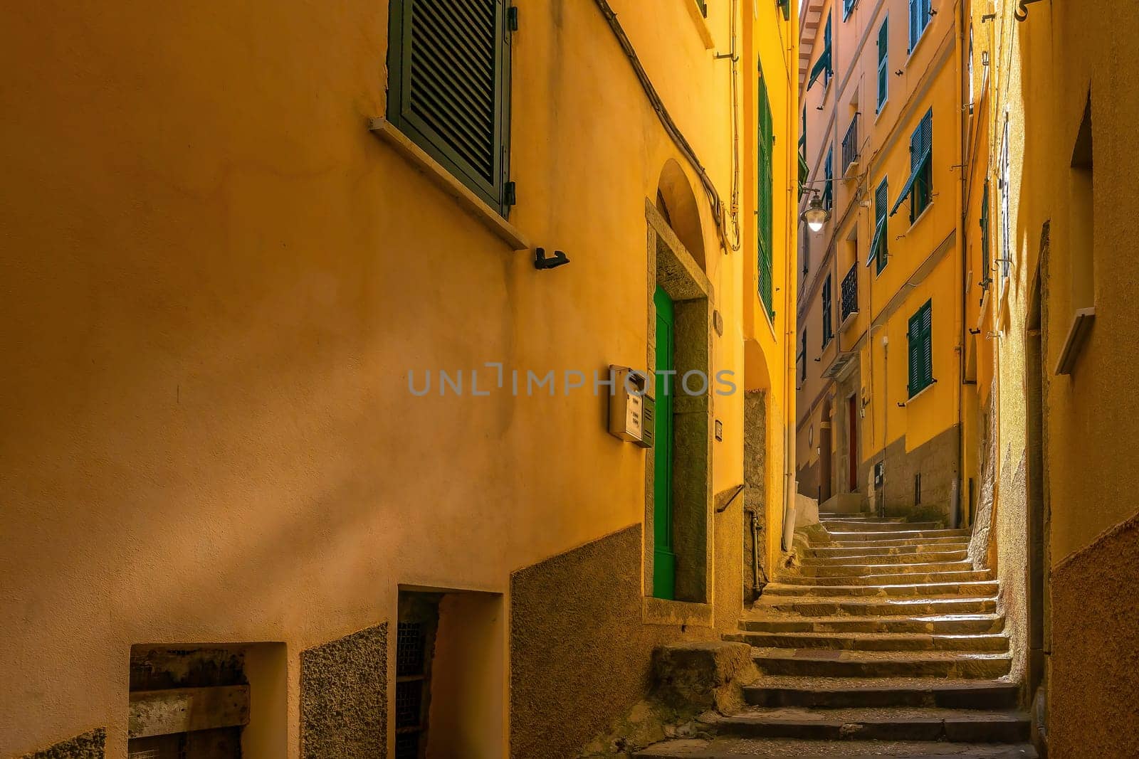 Colorful cityscape of buildings in Europe, Cinque Terre, traditional Italian architecture