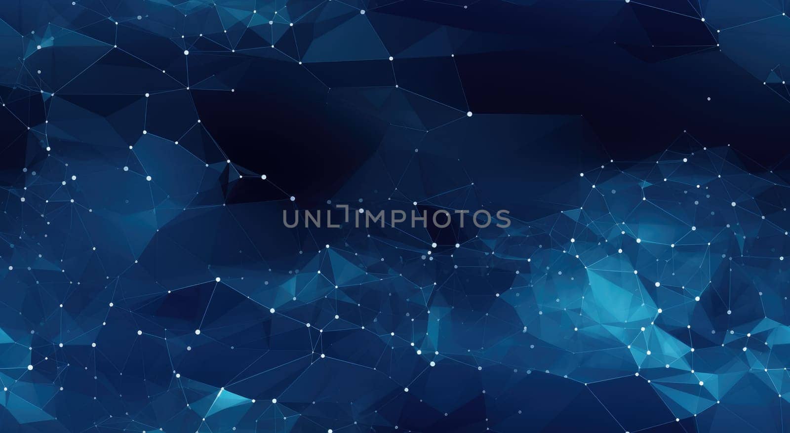A dark blue background of lines connecting the dots. Plexus effect