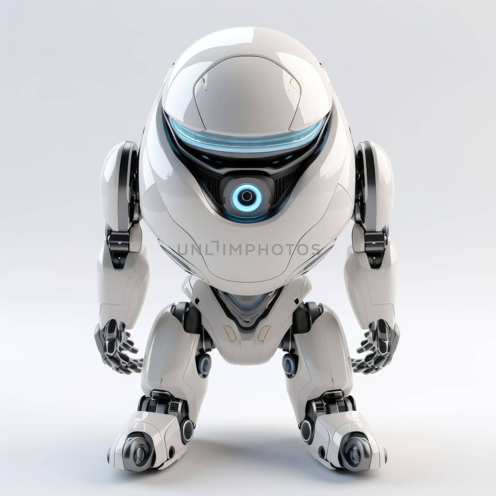 Small white robot on white background