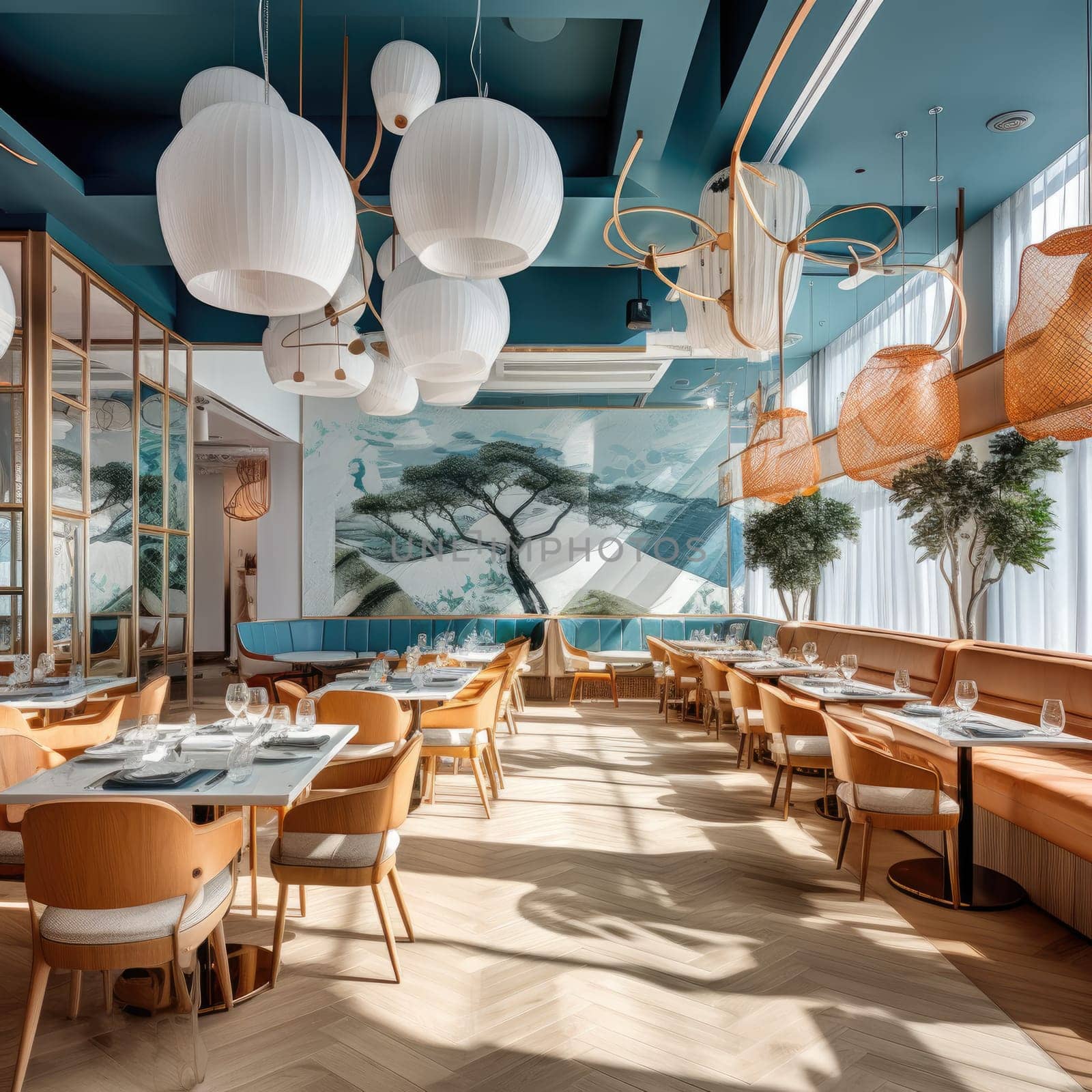 The interior of the seafood restaurant by cherezoff