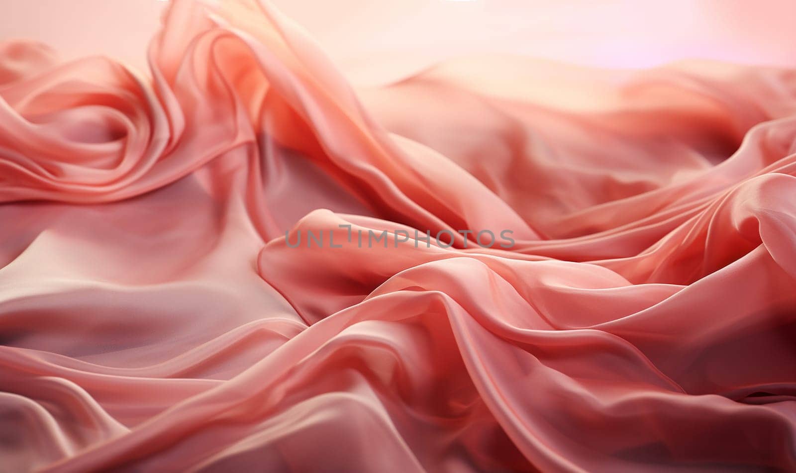 Beautiful smooth elegant wavy hot baby pink satin silk luxury cloth fabric texture, abstract background design. Copy space by Annebel146