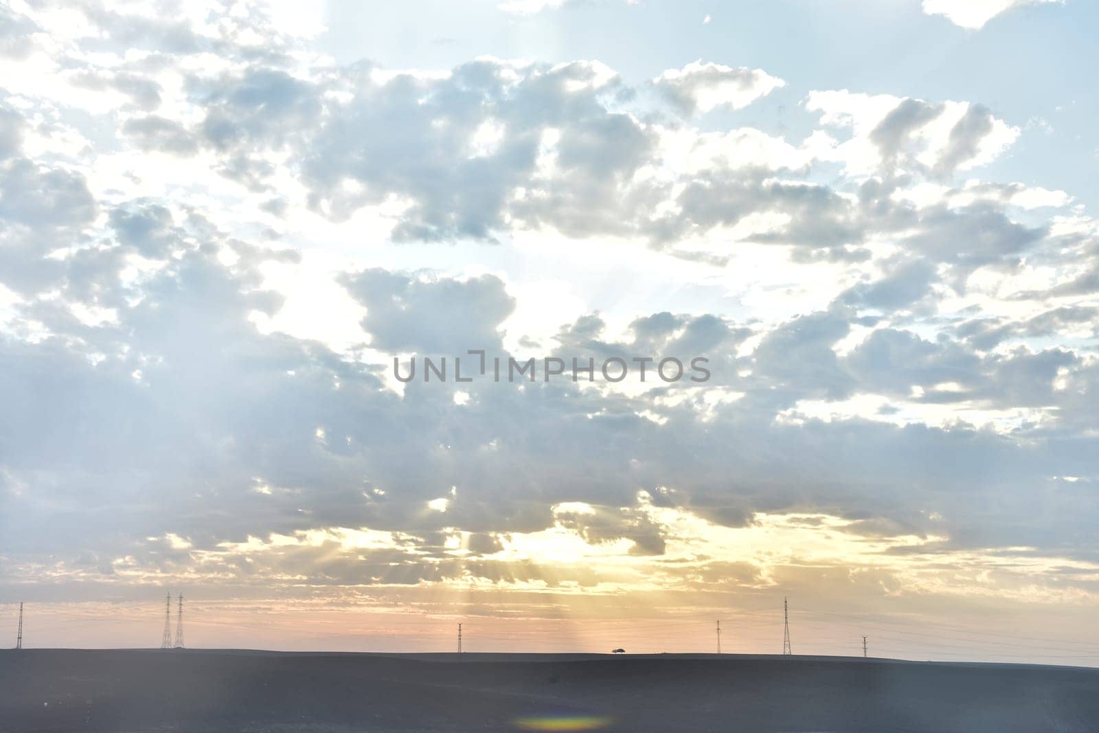 Clouds in the sunset evening sky, natural background. High quality photo
