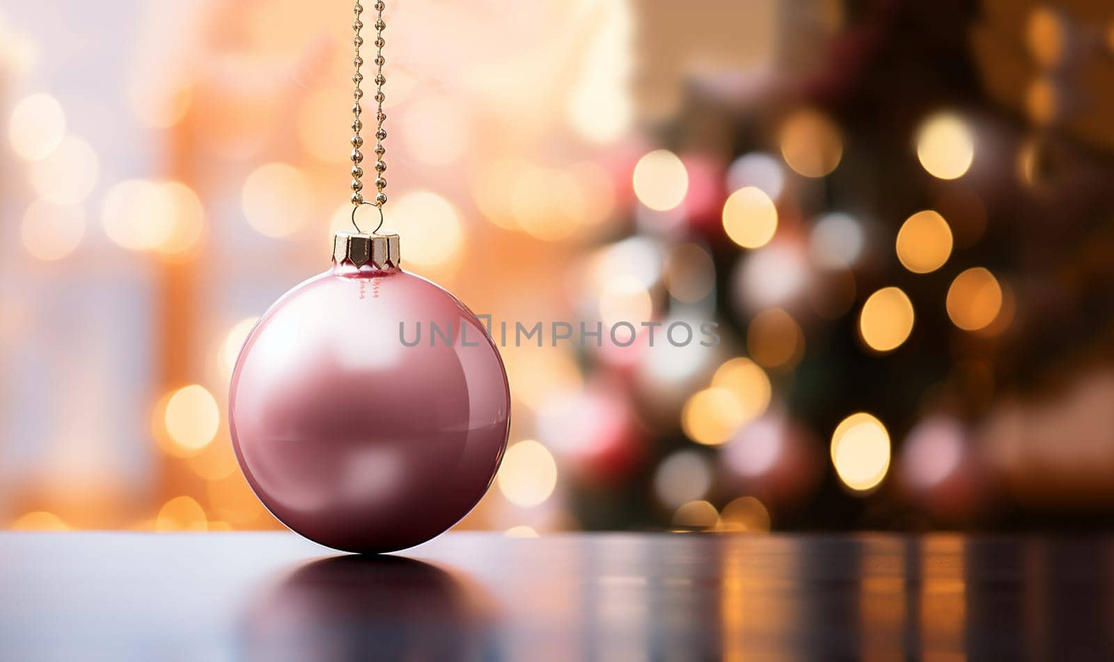 Pink Christmas baubles with bokeh background. Elegant Grunge Silver, Gold, Pink Christmas Light Bokeh Vintage Crystal Instagram Background Texture copy space Merry Christmas concept space for text