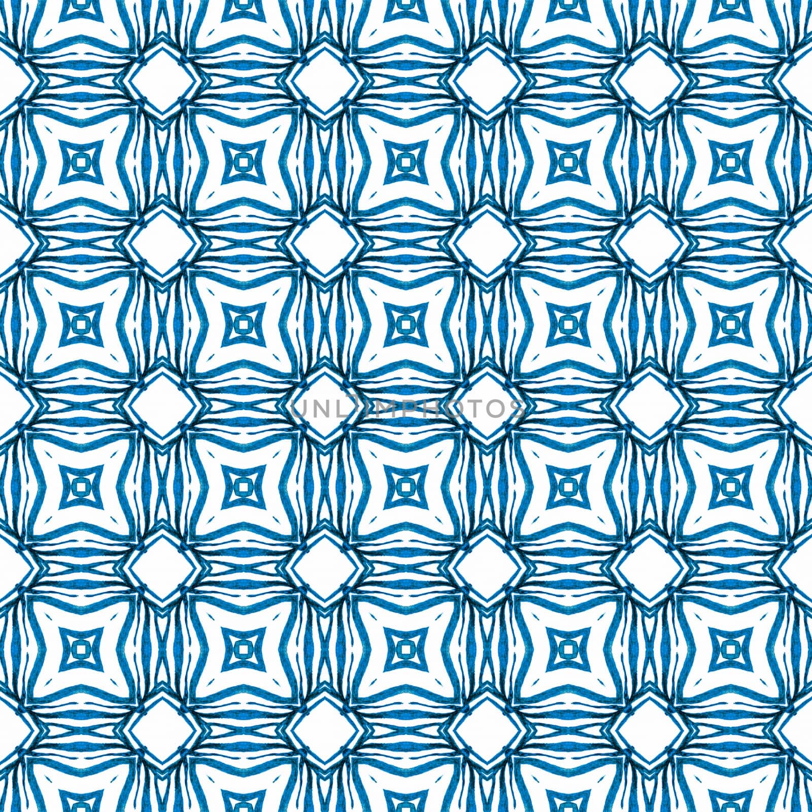 Ethnic hand painted pattern. Blue great boho chic summer design. Watercolor summer ethnic border pattern. Textile ready mind-blowing print, swimwear fabric, wallpaper, wrapping.