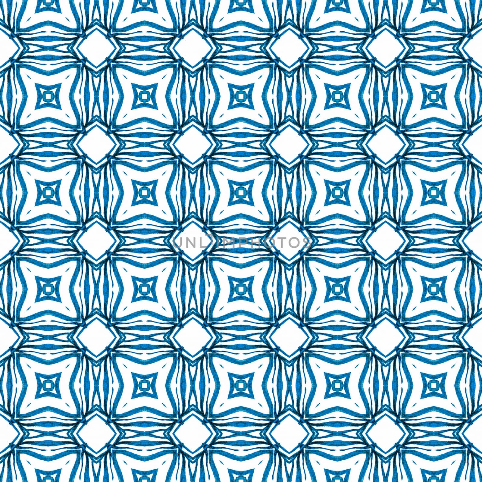 Ethnic hand painted pattern. Blue great boho chic summer design. Watercolor summer ethnic border pattern. Textile ready mind-blowing print, swimwear fabric, wallpaper, wrapping.
