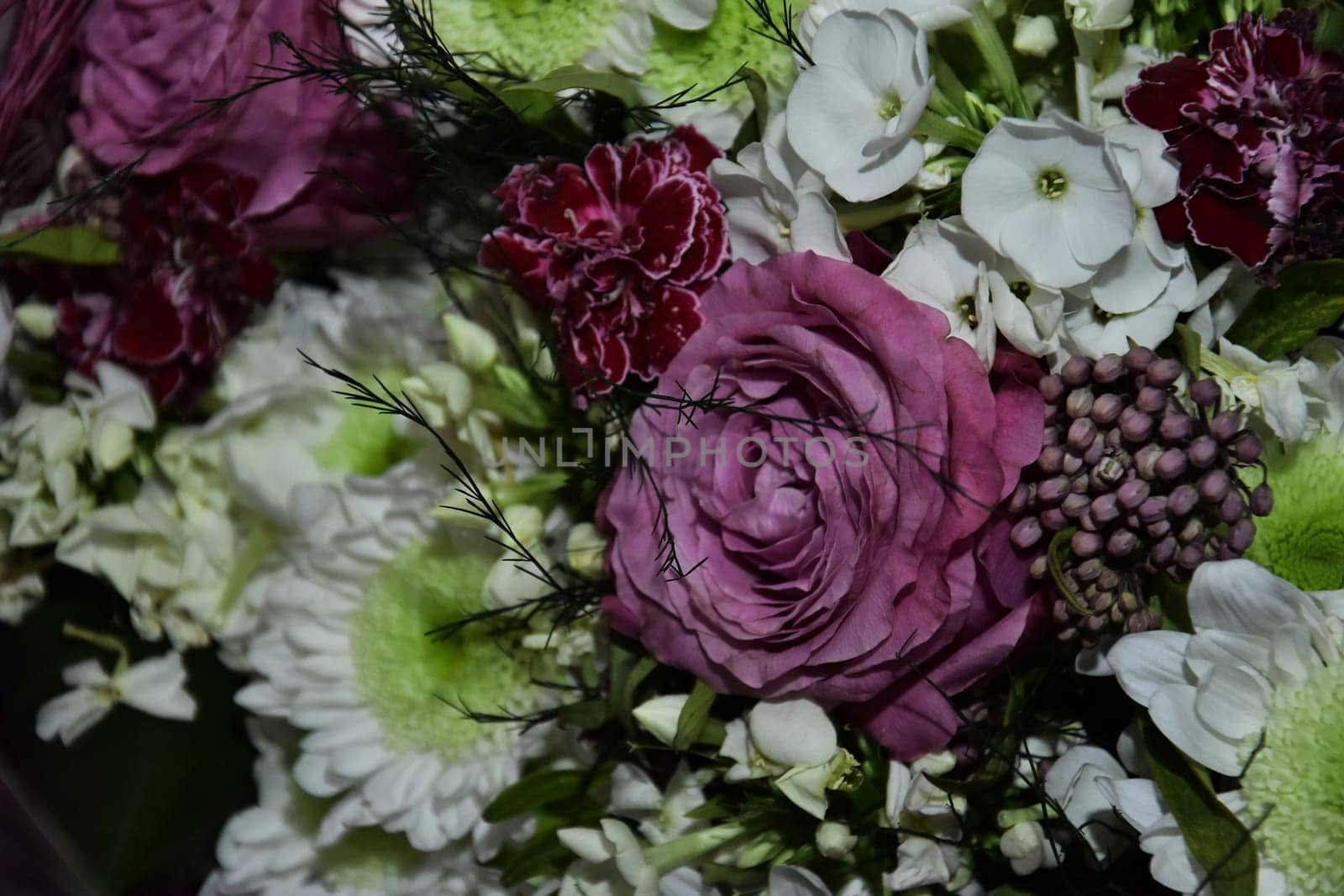 bouquet of fresh white and purple flowers. High quality photo