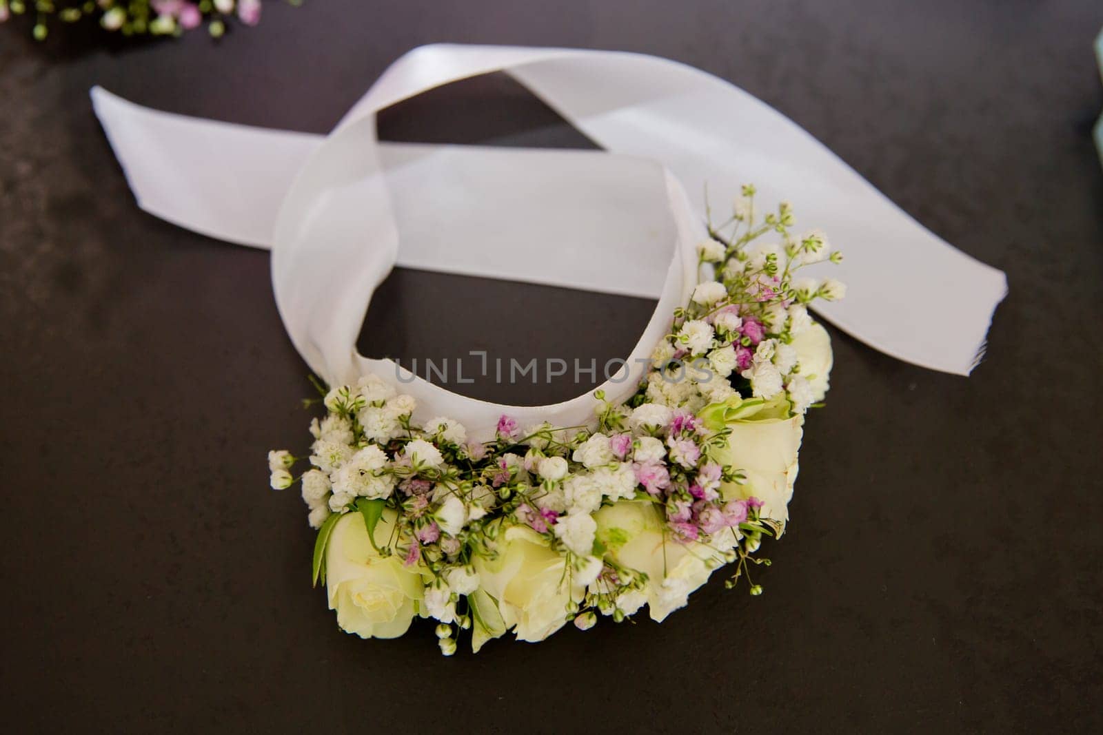 Flower headband for bridesmaid. Selective focus. by leonik