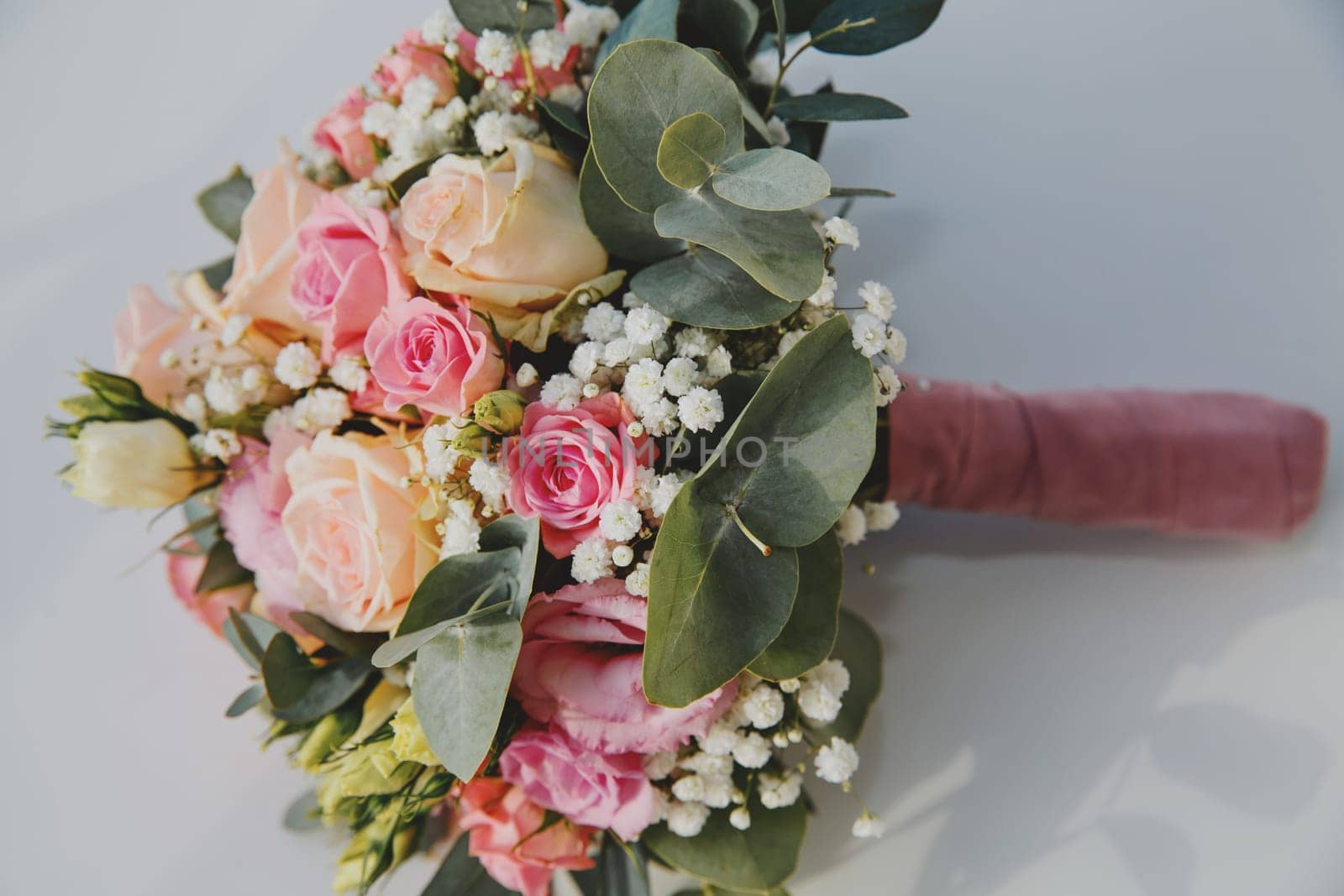 Bride's bouquet of fresh flowers. Close-up. Selective focus. by leonik