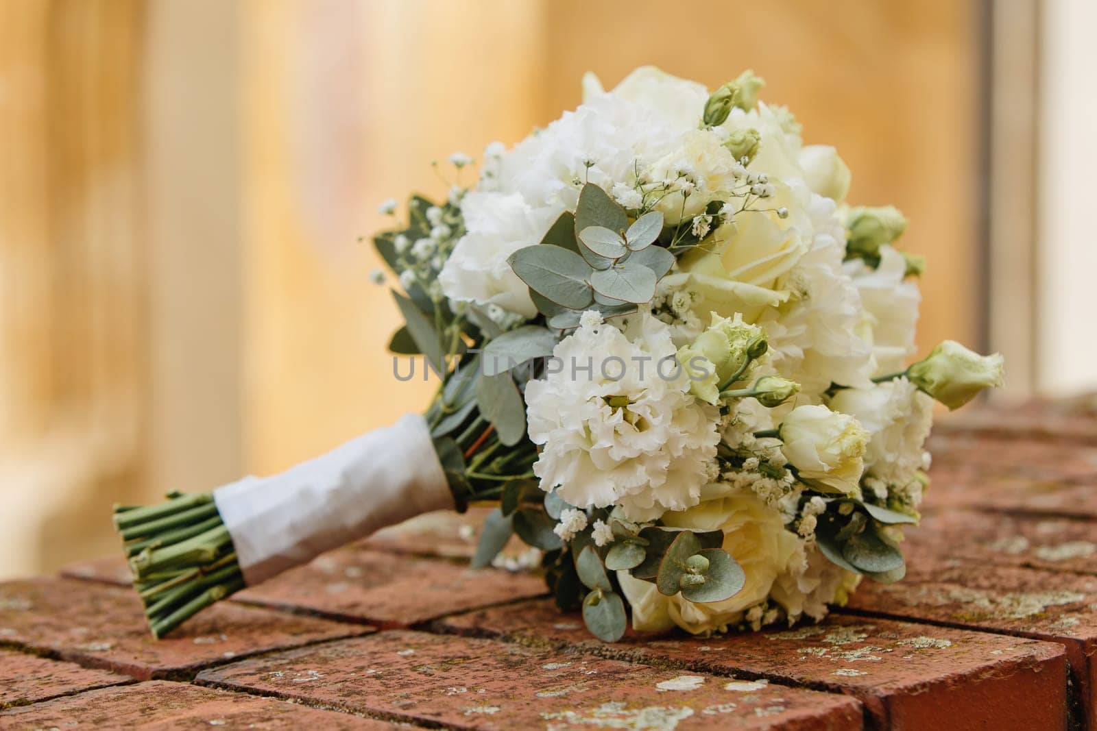 Bride's bouquet of fresh flowers. Close-up. Soft focus. by leonik