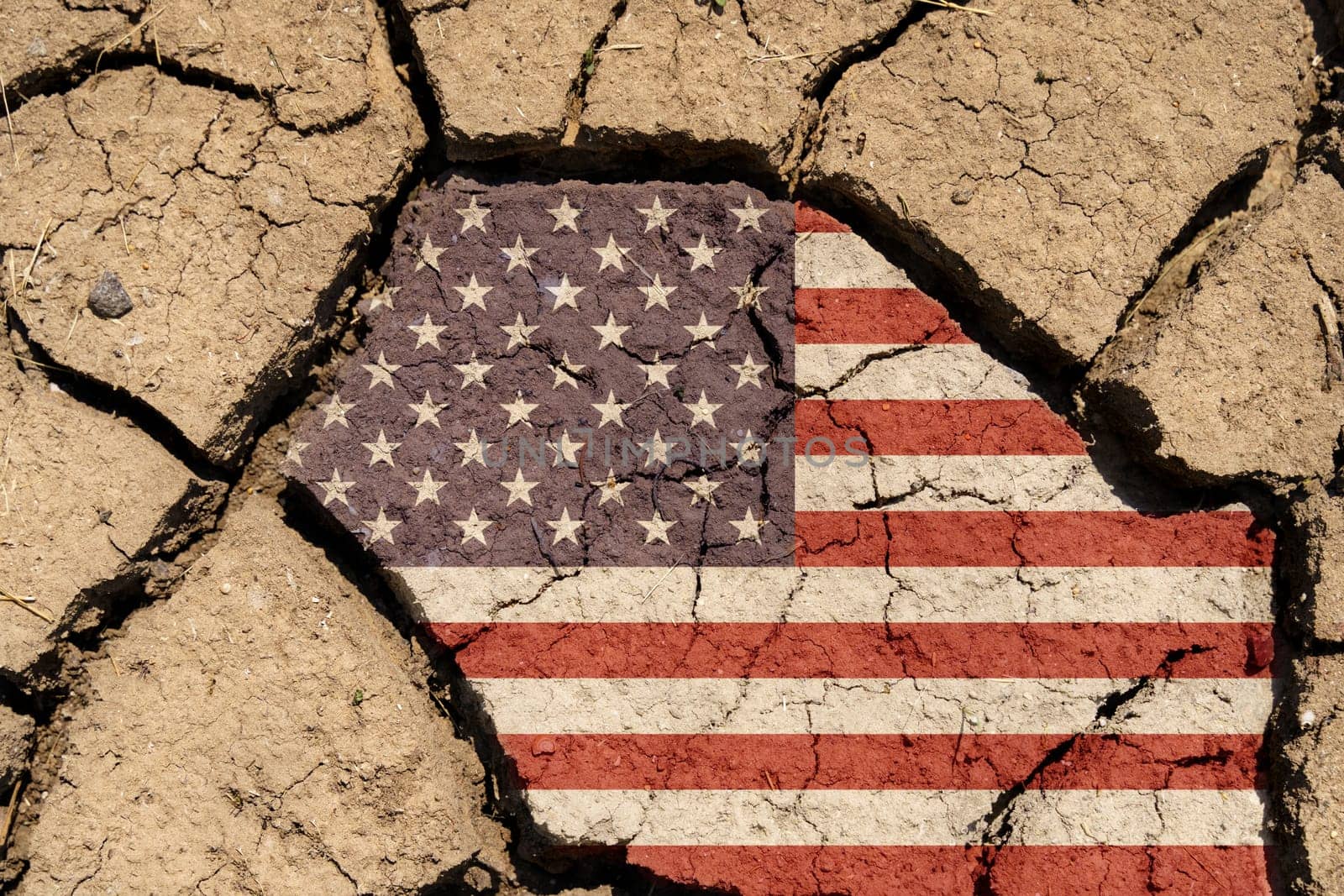 Drought. On dry, cracked ground, an image of the US flag. by Sd28DimoN_1976