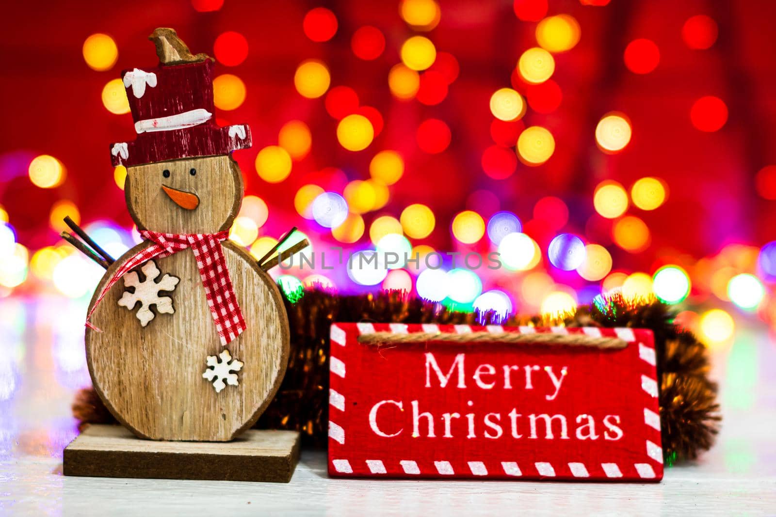 Christmas ornaments against blurred light by vladispas