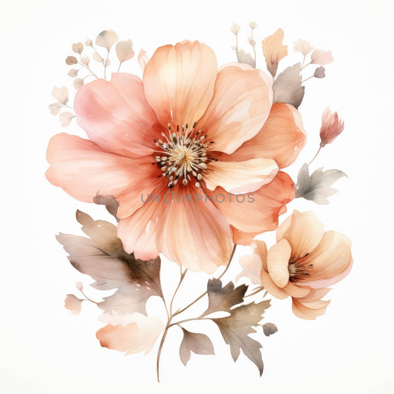 watercolor red flower isolated , AI Generated by Desperada