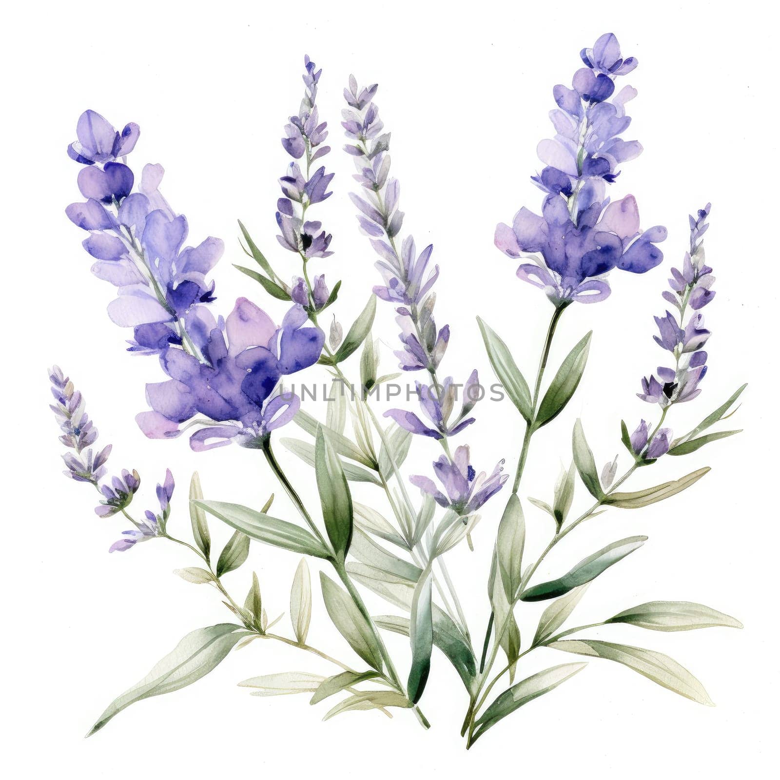 watercolor blue flower isolated on white, AI Generated
