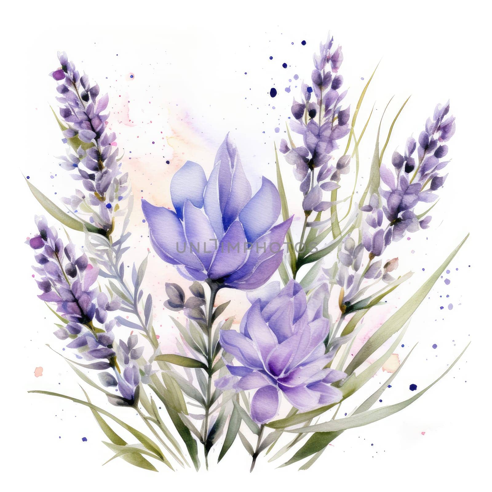 watercolor blue flower isolated , AI Generated by Desperada