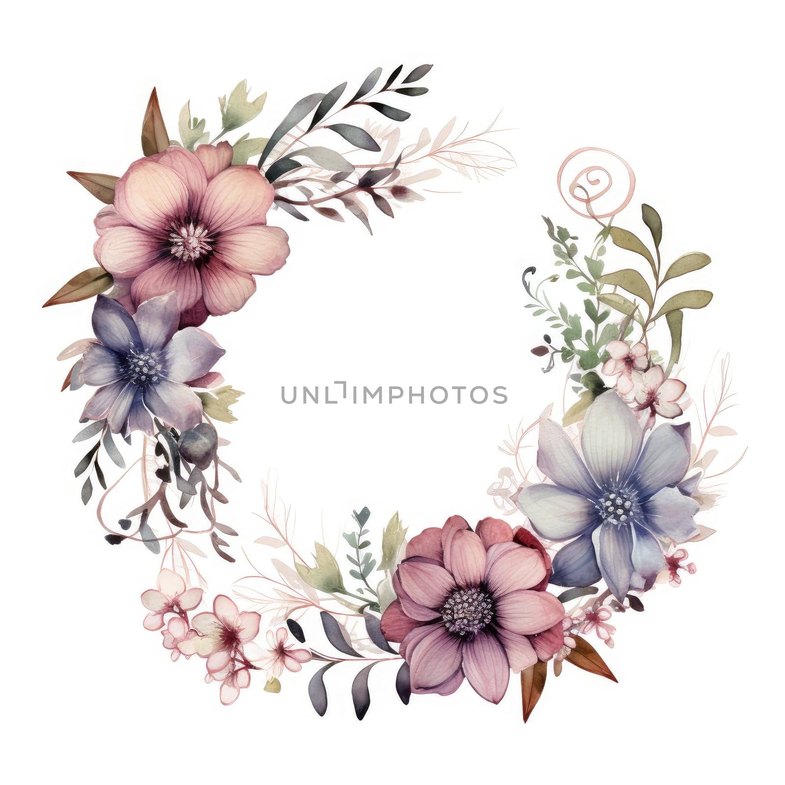 floral wreath isolated on white , AI Generated by Desperada