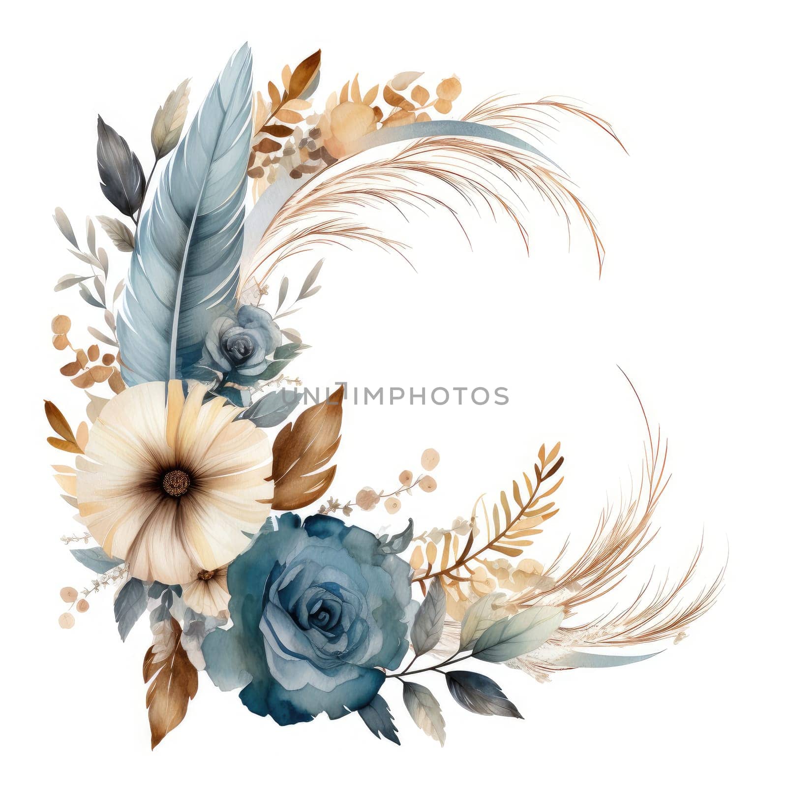 floral wreath isolated on white , AI Generated by Desperada