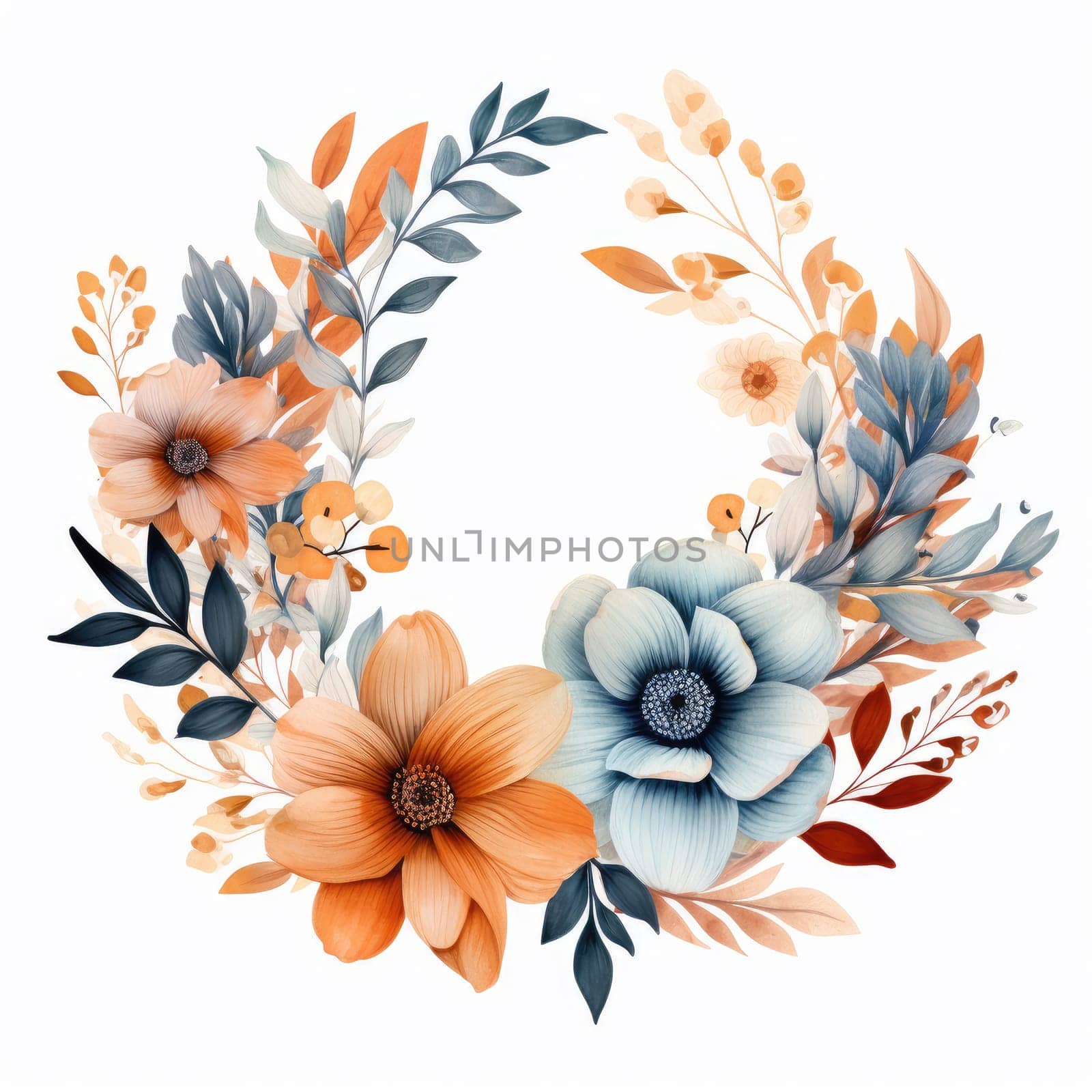 floral wreath isolated on white , AI Generated by Desperada