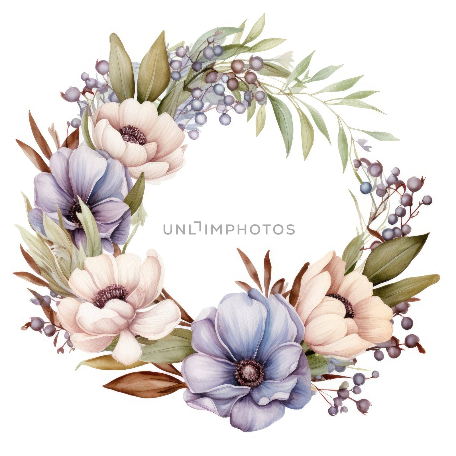 floral wreath isolated on white , AI Generated by Desperada