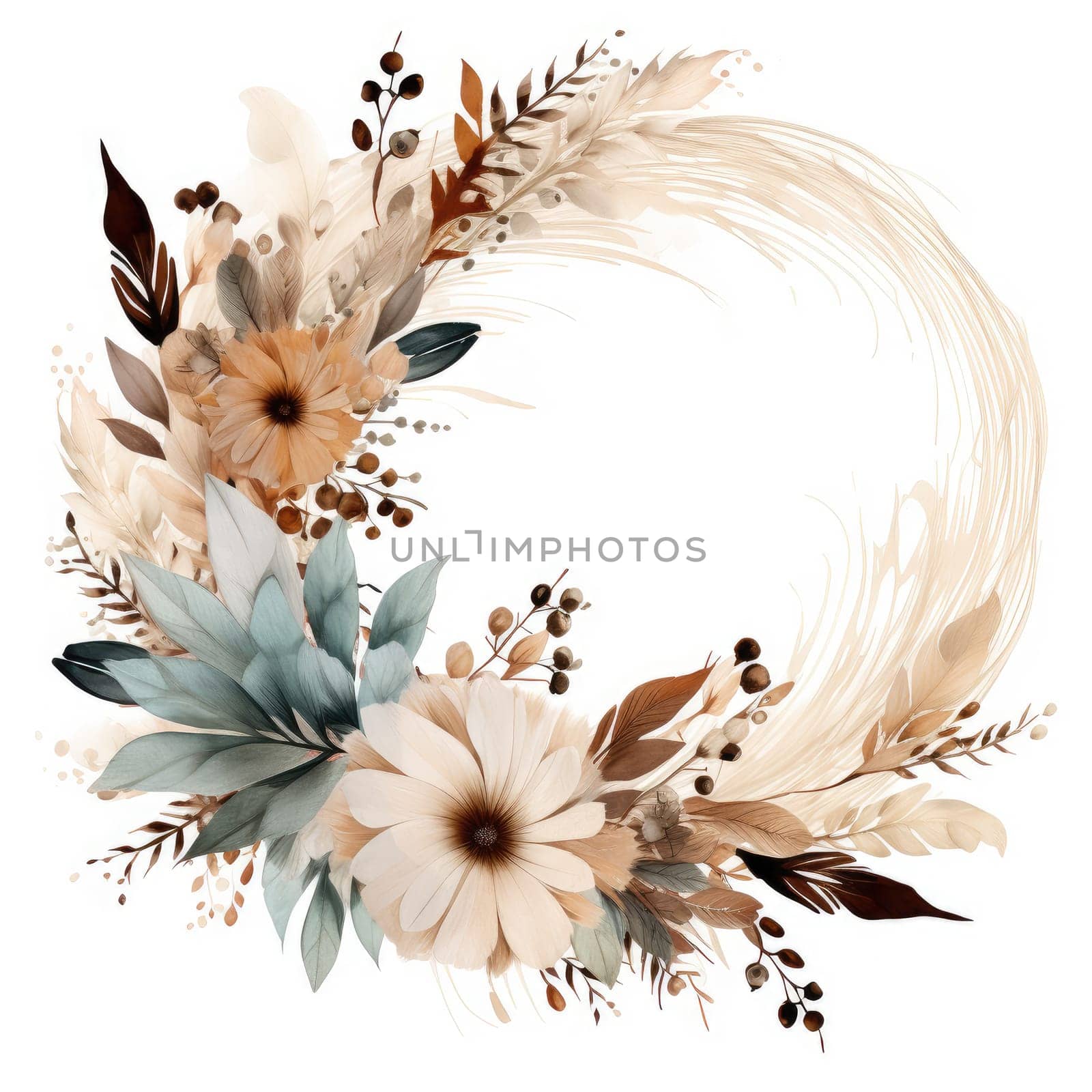 floral wreath isolated on white , AI Generated by Desperada