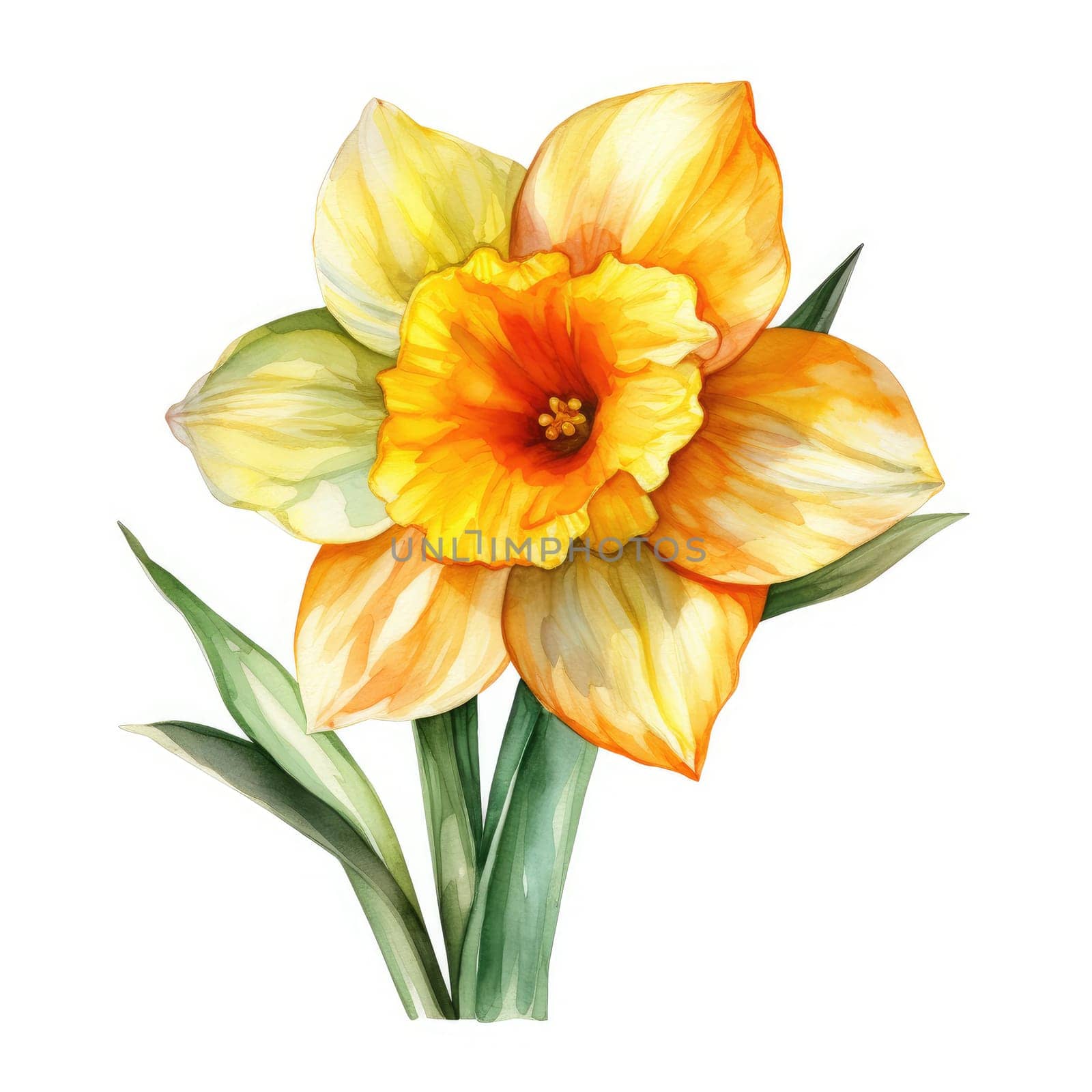 yellow narcissus isolated on white, AI Generated by Desperada
