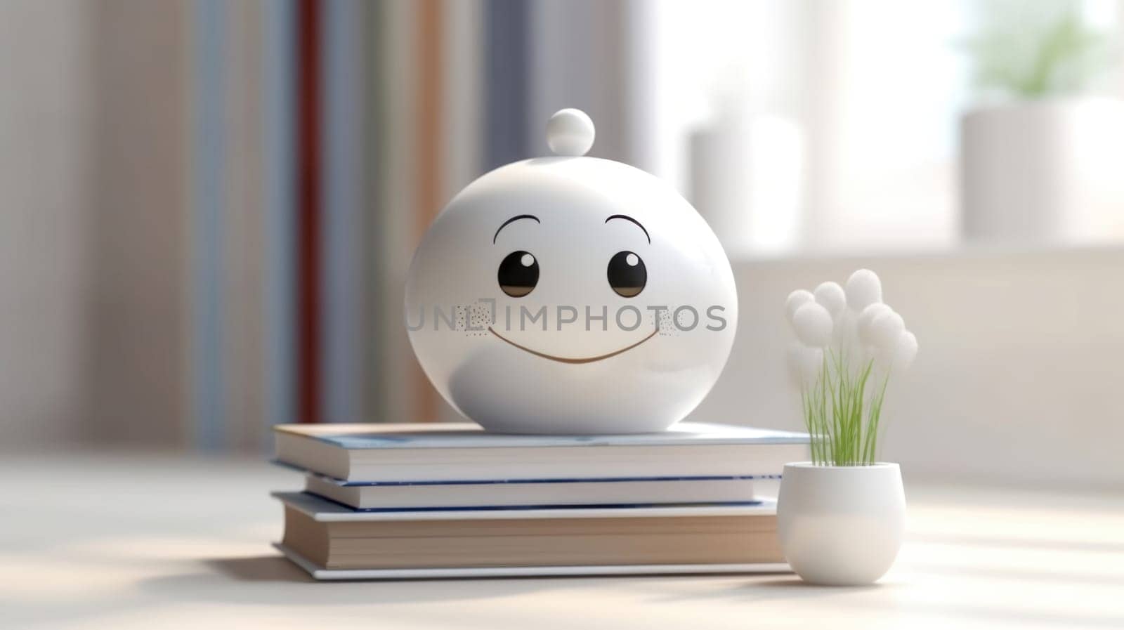 Books, smiling globus and school supplies on table. Back to school concept. Generative ai