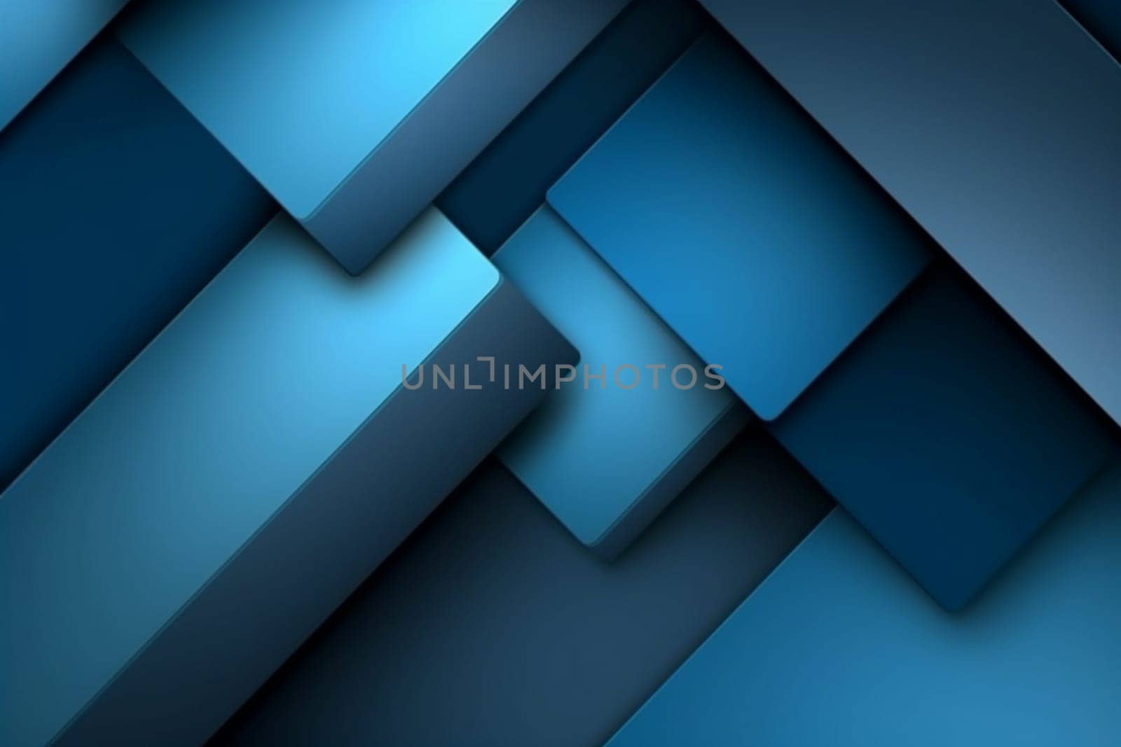 Modern background with rectangular solids in blue colors, generative ai by darekb22