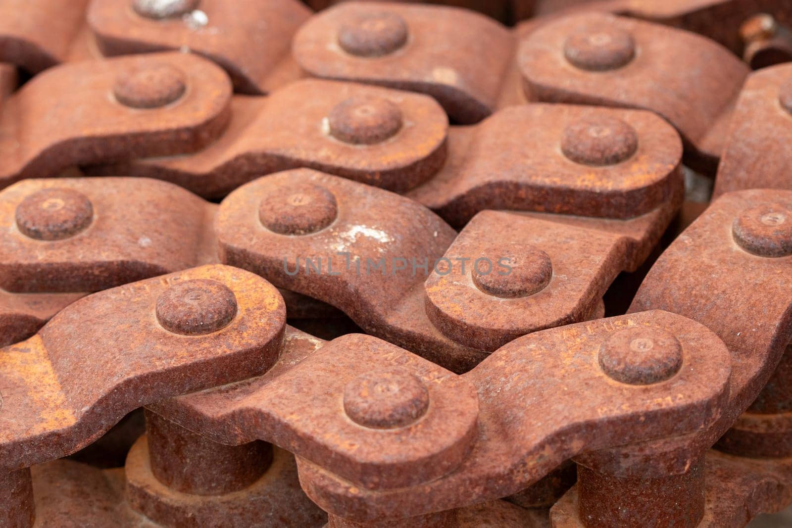 Close up of a old rusty chain links. High quality photo