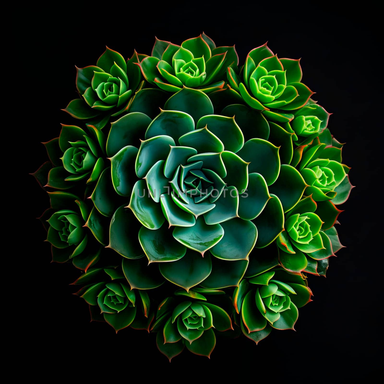 The succulent plant is a close-up view from above. Minimalism.
