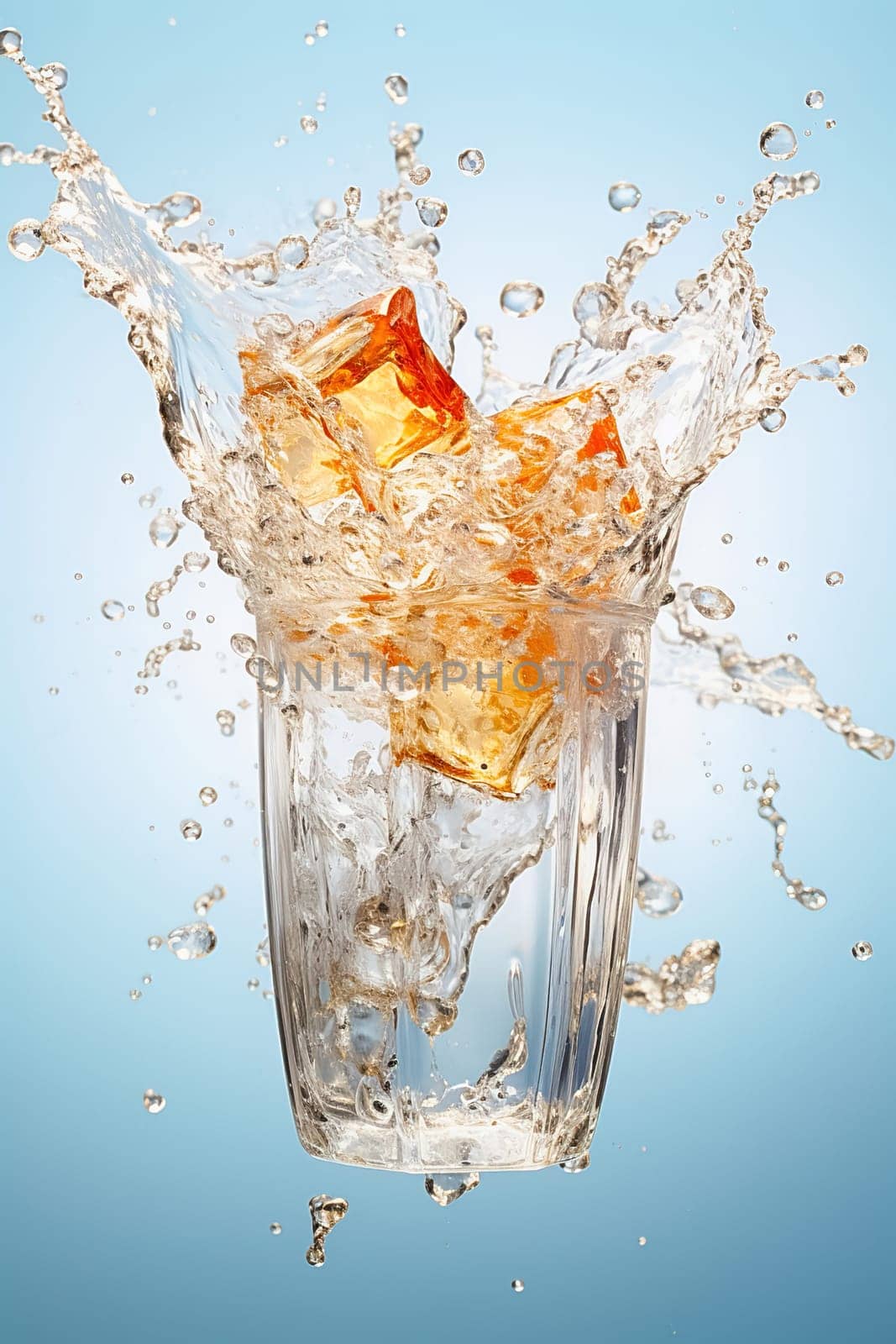 Water with ice cubes and lemon, in a glass. High quality photo
