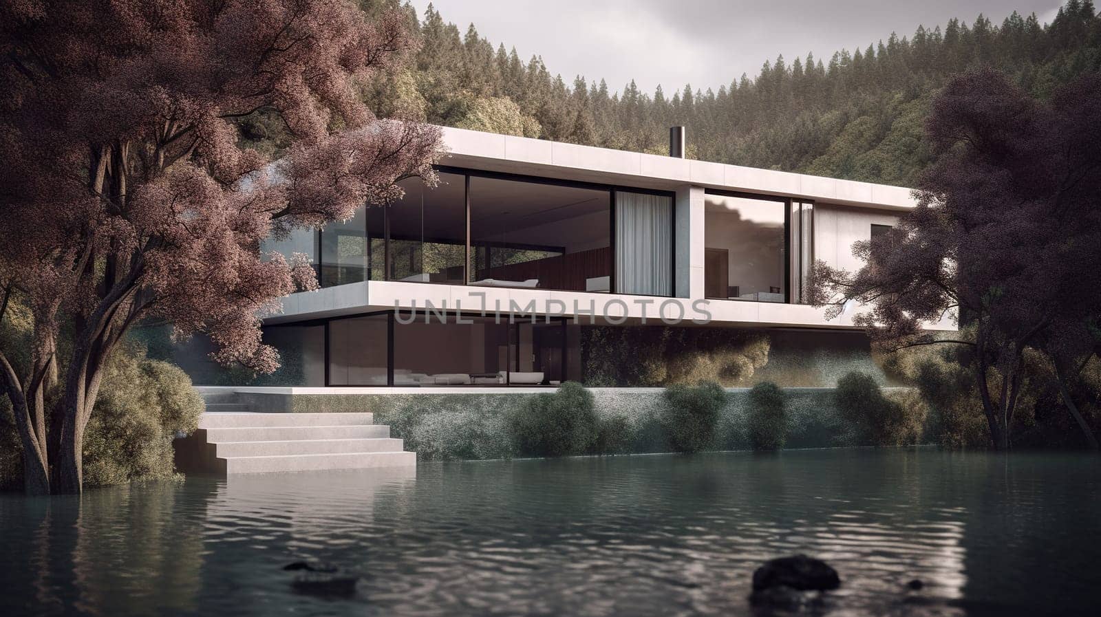Modern House - Contemporary design - Generative AI - AI generated