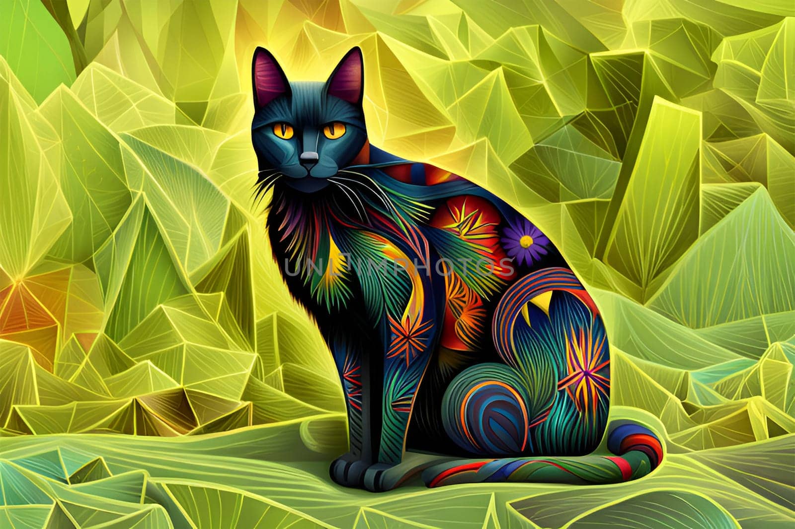 Black cat in nature - Generative AI by Elenaphotos21