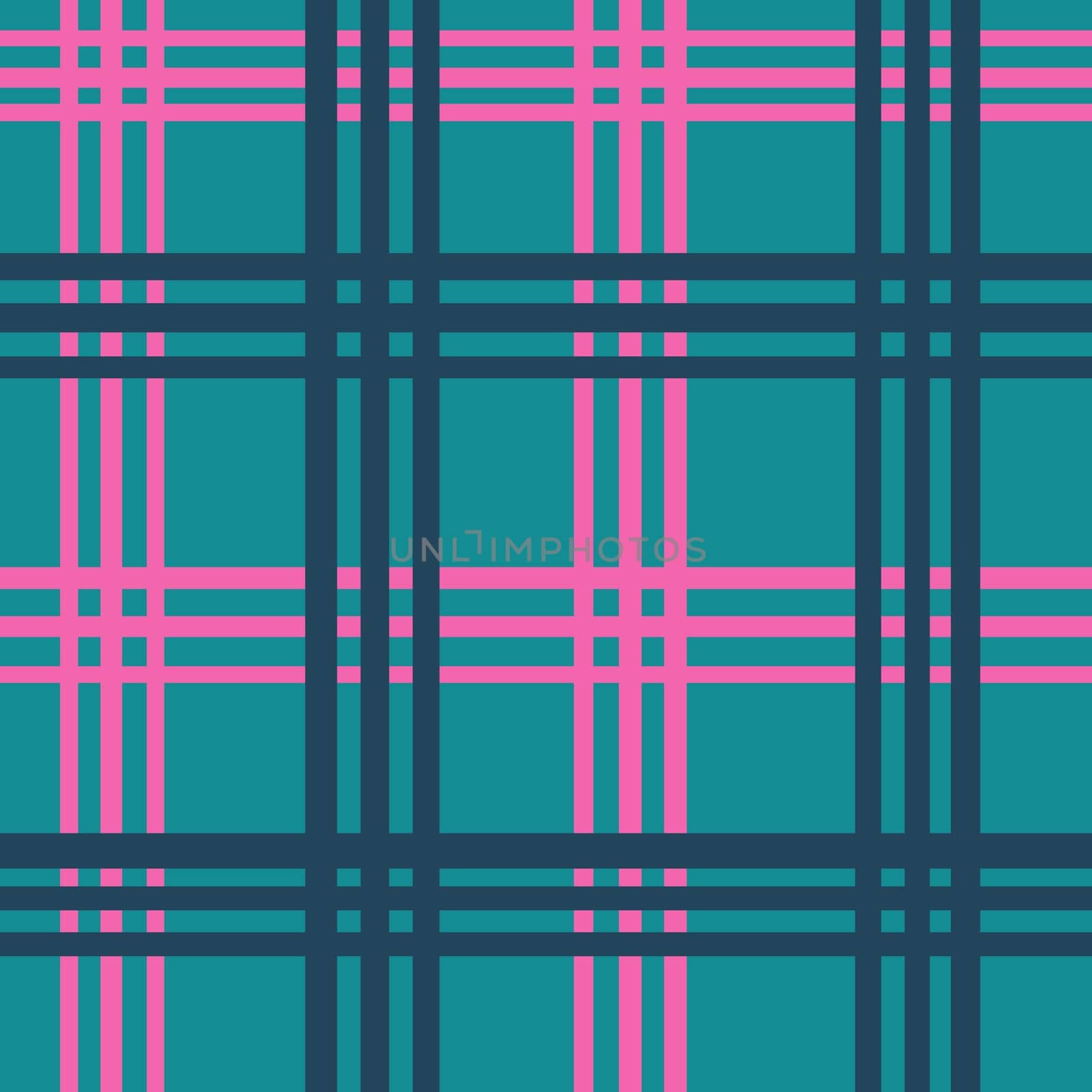 Hand drawn seamless pattern of plaid tartan checkered textile print in teal blue pink navy. Checks squares lines in abstract geometric modern colorful design. For wallpaper men textile boy gingham decor