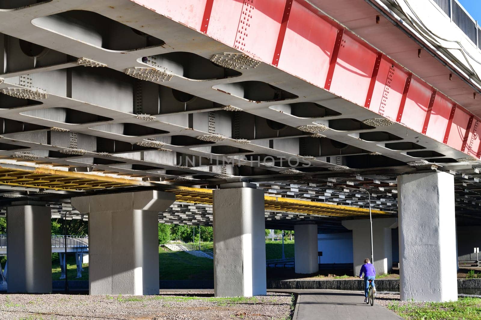 Automobile bridge across river Skhodnya to Zelenograd in Moscow, Russia