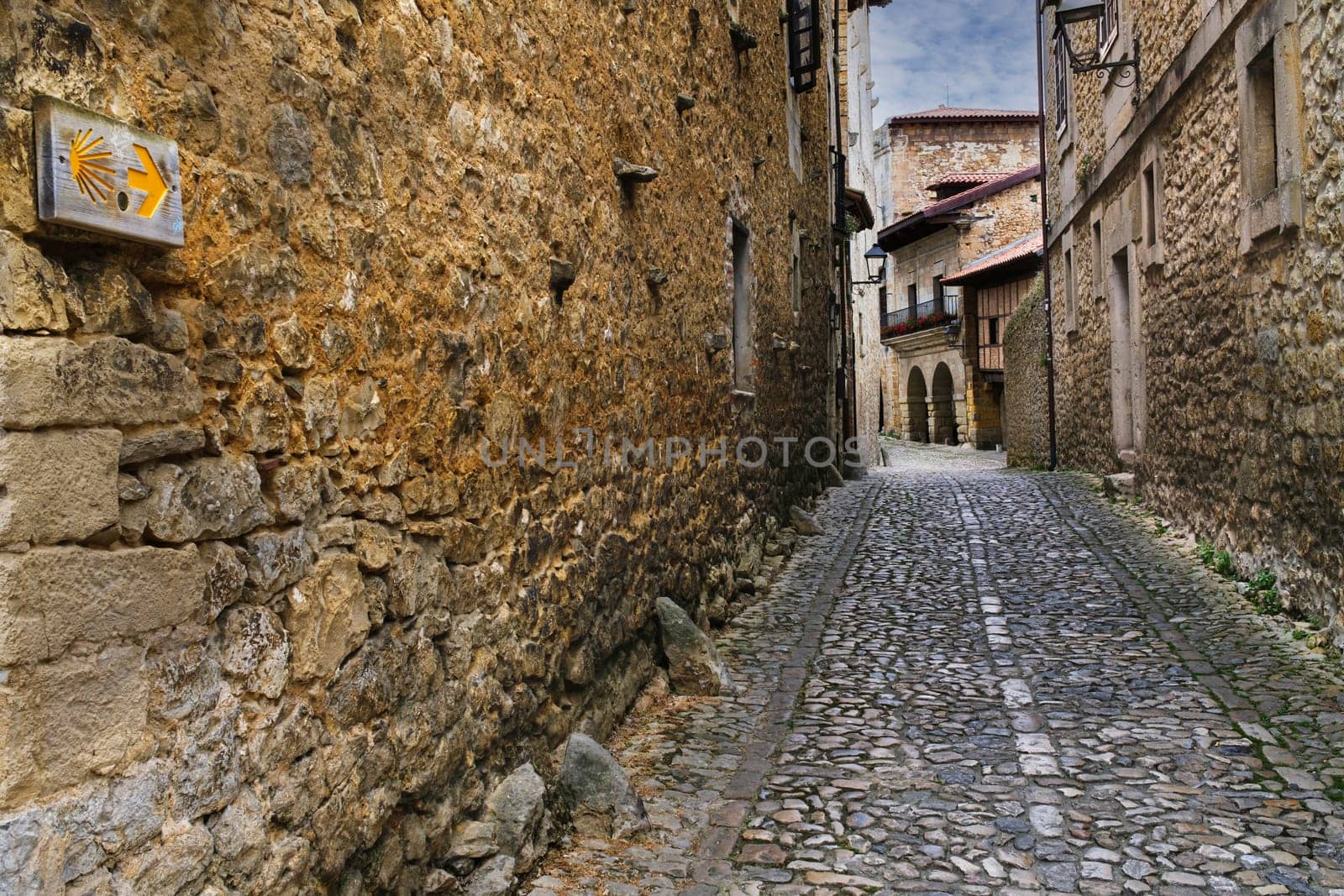 View of a street in the Cantabrian town of Santillana del Mar. by csbphoto