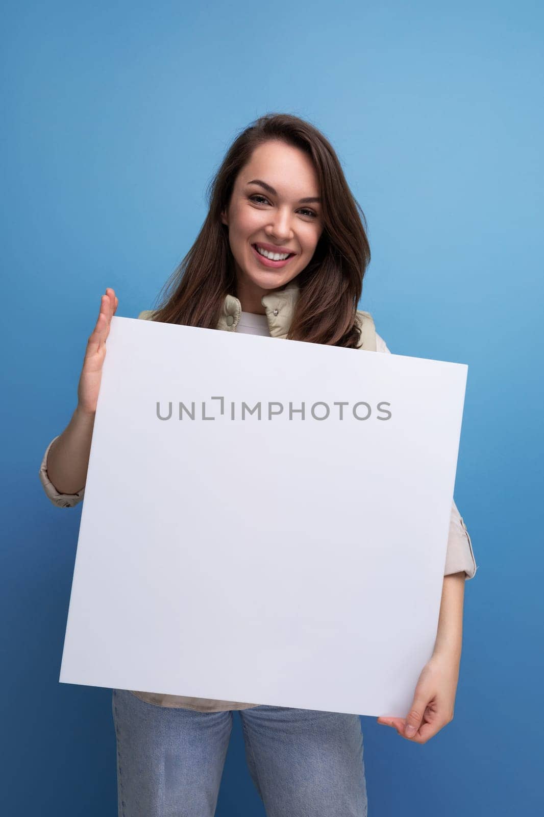 white board mockup for pasting information in woman hands by TRMK