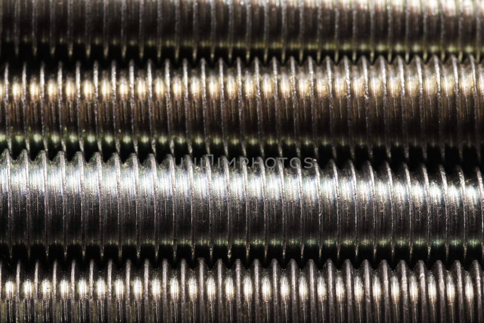 Threaded Steel Bolts Screw Thread Close-up Detail by jjvanginkel