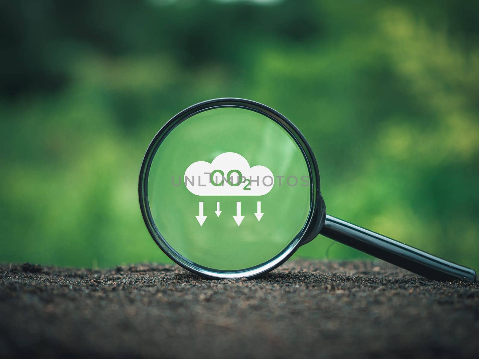 CO2 emission reduction concept, clean and friendly environment without carbon dioxide emissions. Planting trees to reduce CO2 emissions, environmental protection concept.