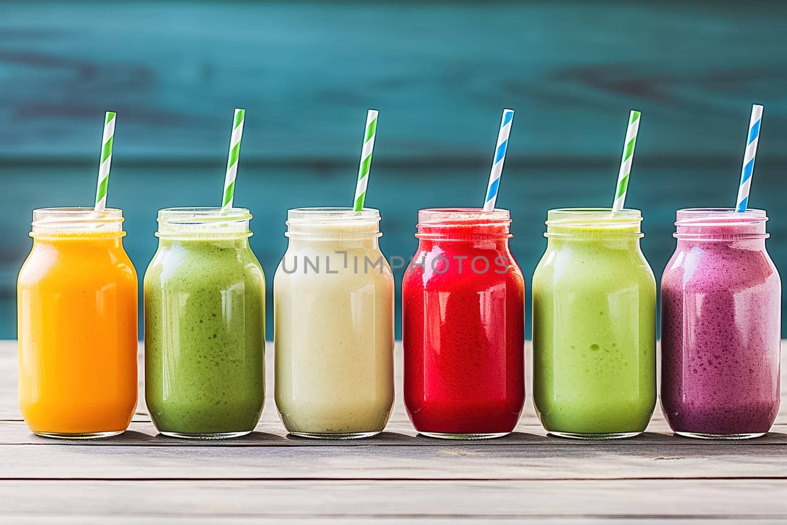 Fruit smoothie in glass jars. High quality photo