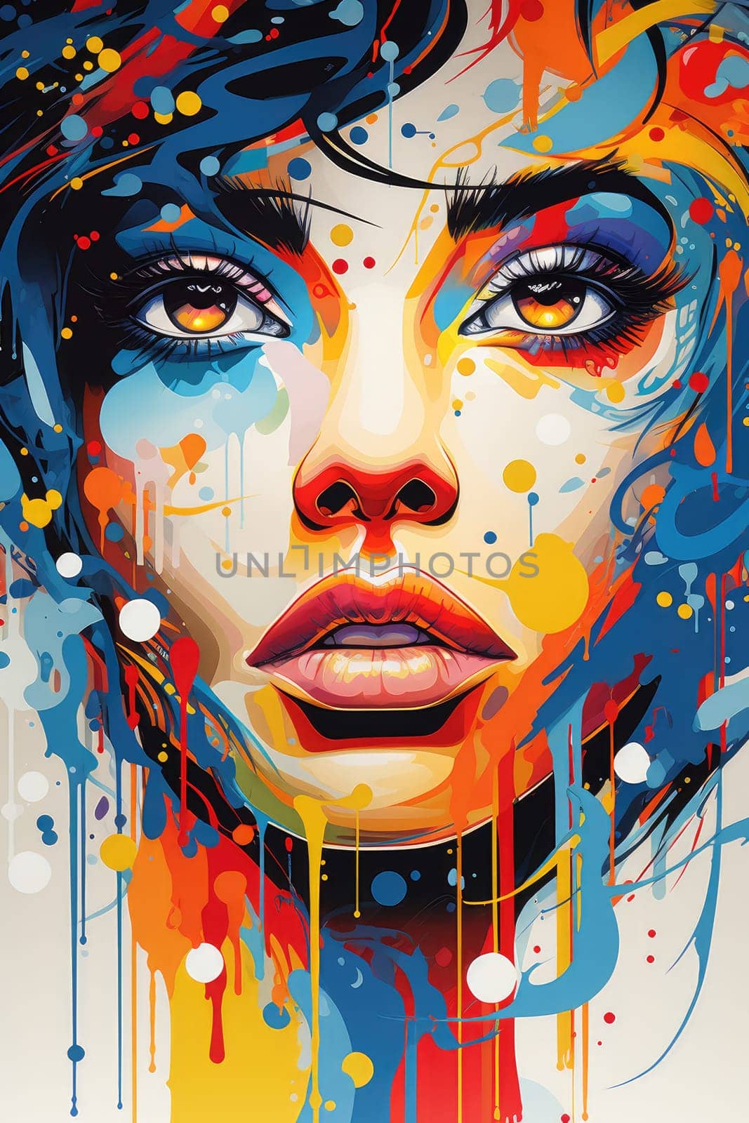 abstract picture for interior design, woman in vivid colors. AI Generated by Desperada