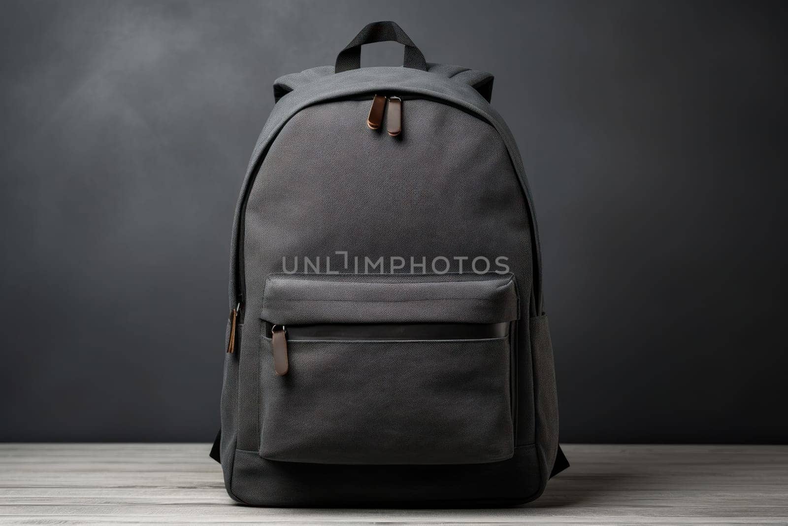 Black bag on wooden table, Back to School concept, Generate Ai by prathanchorruangsak