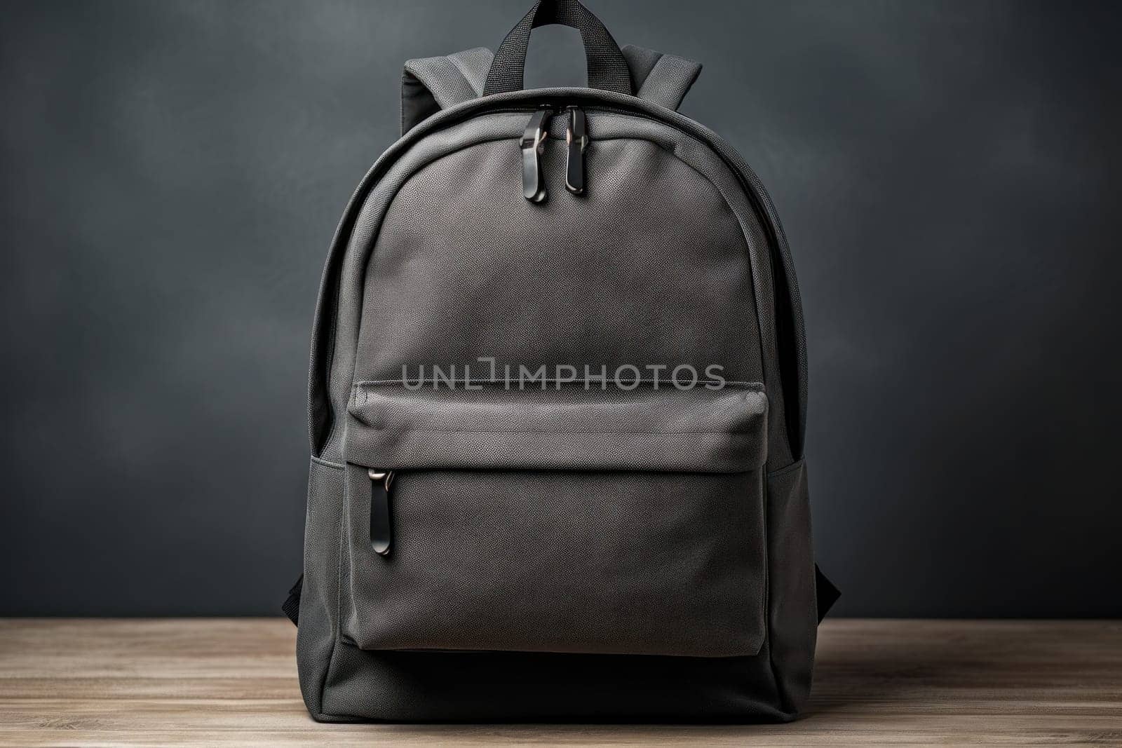 Black bag on wooden table, Back to School concept, Generate Ai by prathanchorruangsak