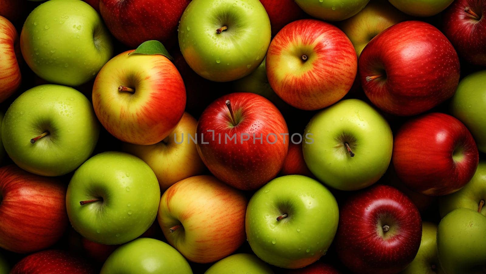 Red and green apples. Background of ripe apples. by Sneznyj