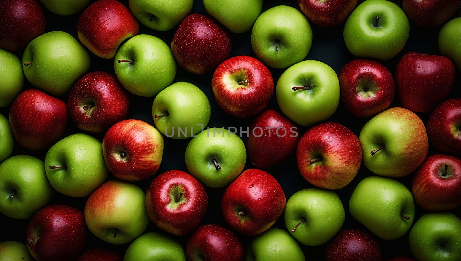 Red and green apples. Background of ripe apples. by Sneznyj