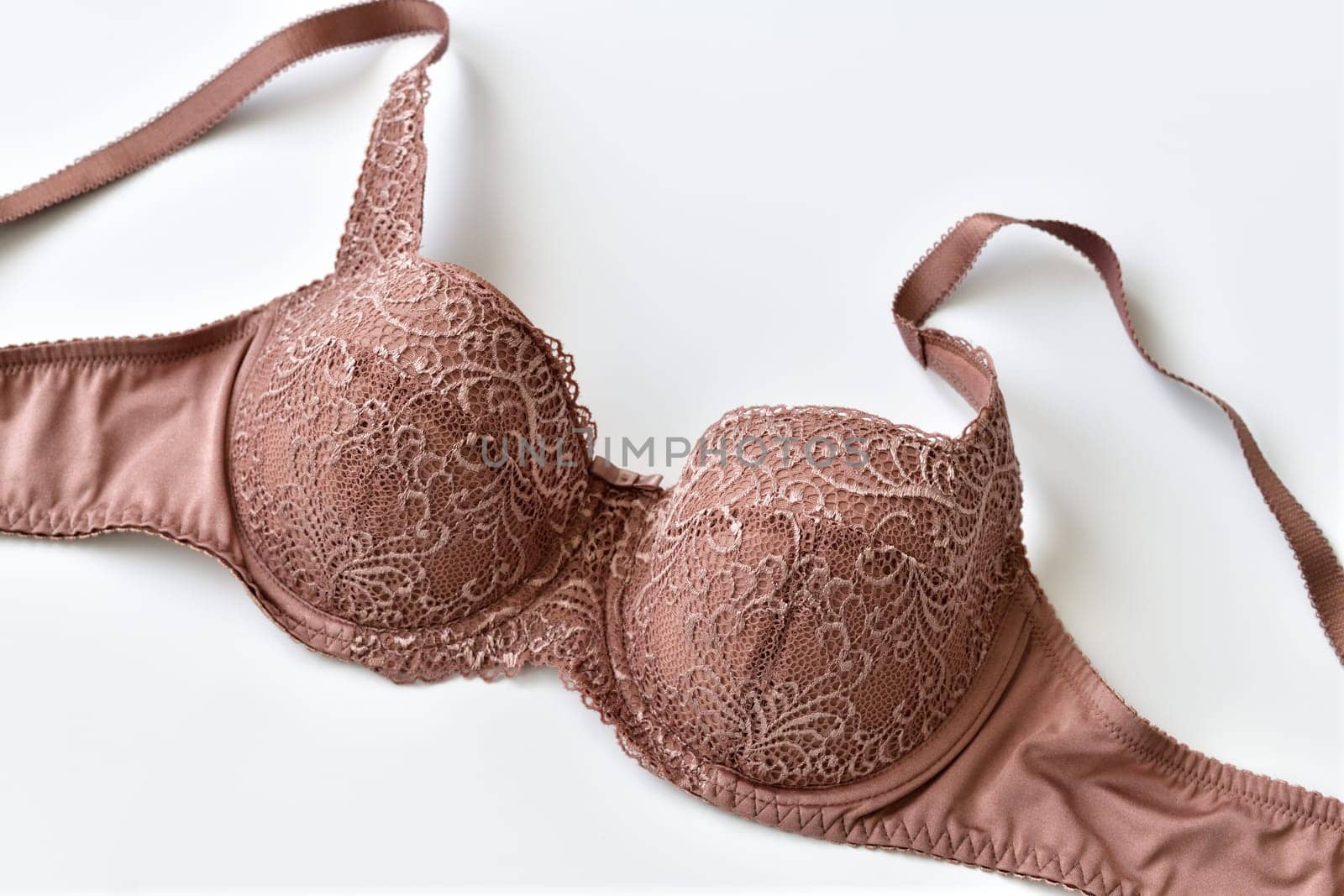 Beige Lace Bra on light background